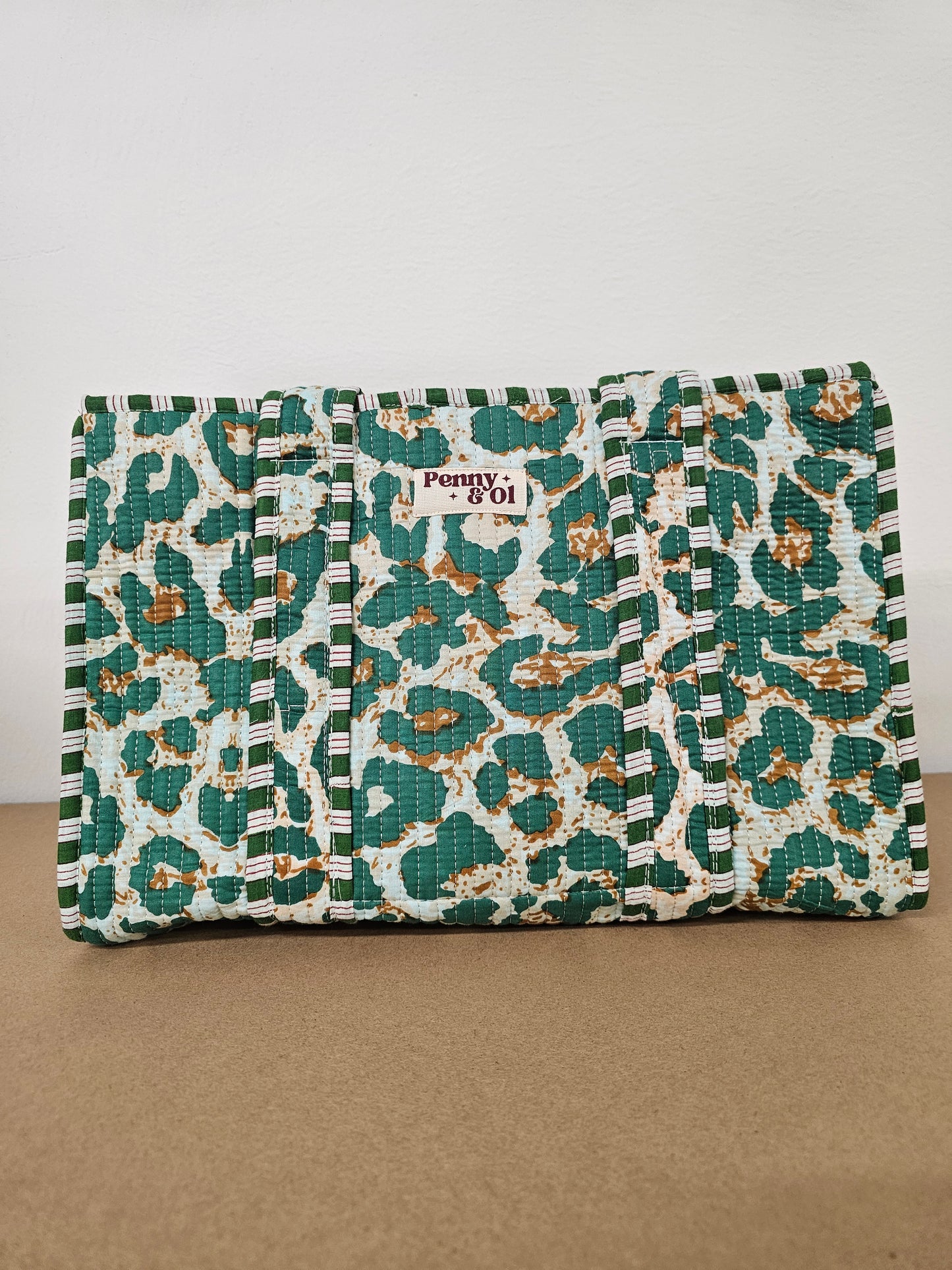 Green Leopard Print Collection. Cotton, handmade tote bags