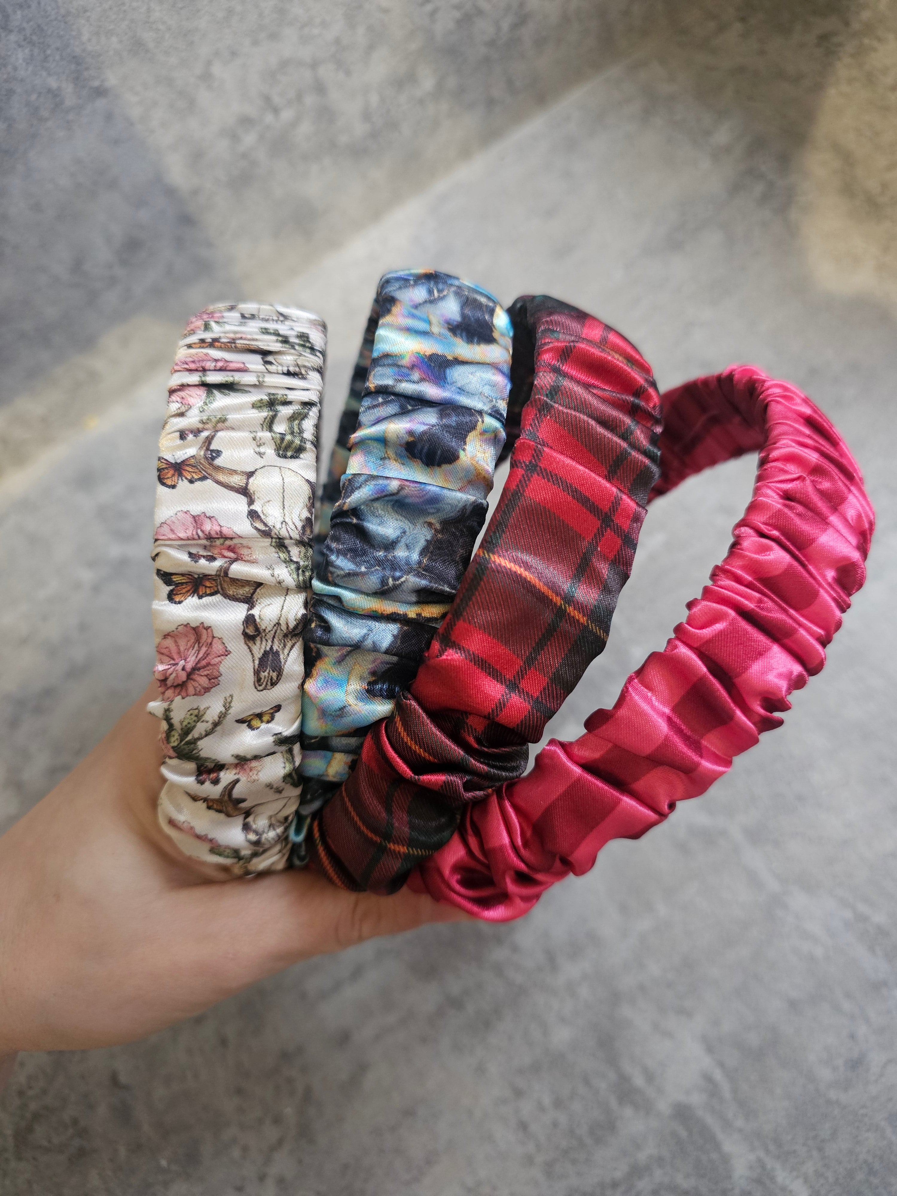 Thick Ruffle Headbands, Custom Print Satin Ruffle Headband, Gift