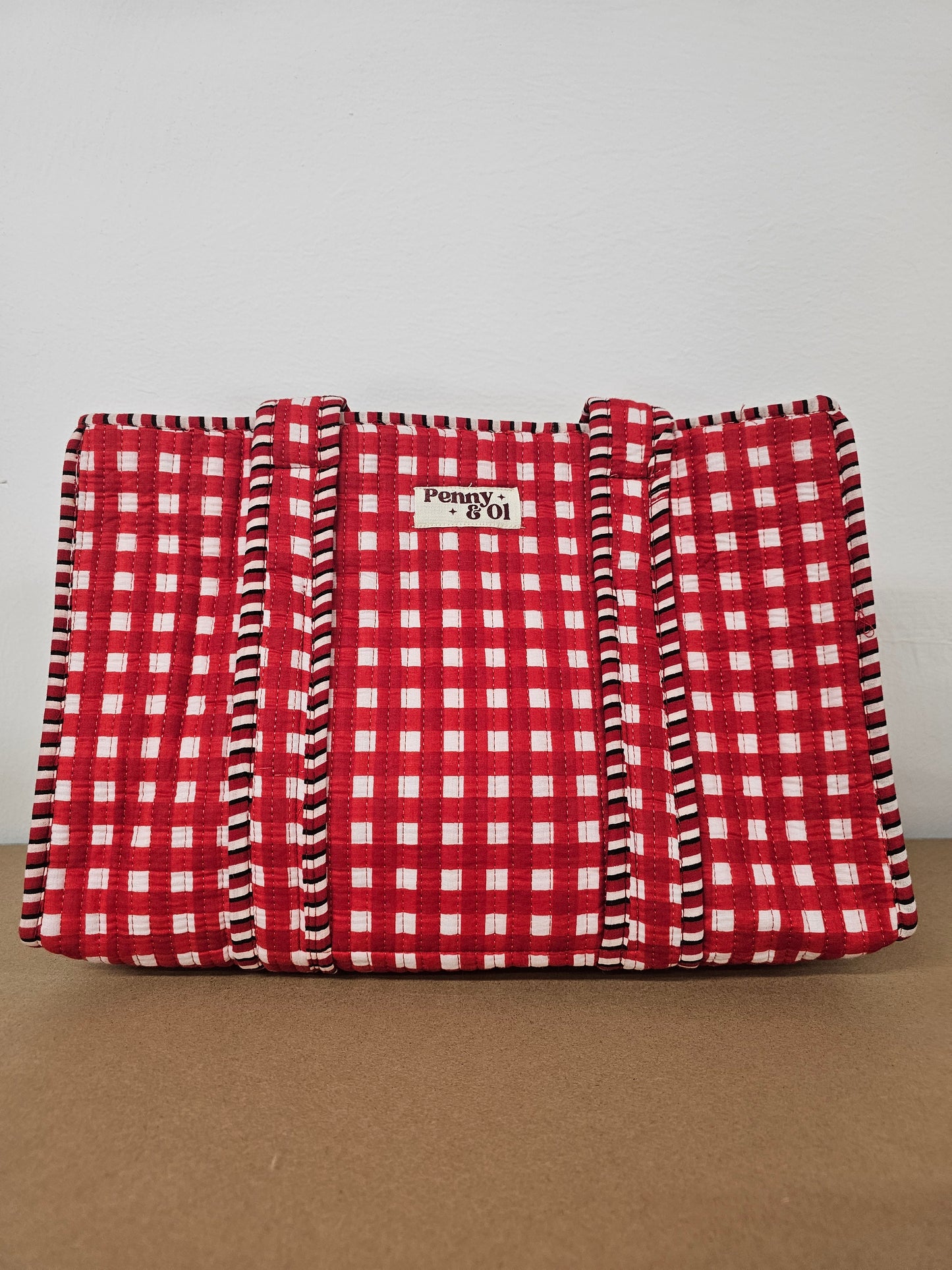 Red Gingham Collection. Cotton, handmade tote bags
