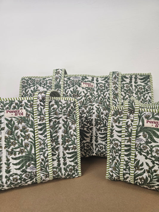 Olive Bloom Collection tote bags. Cotton tote bags all sizes