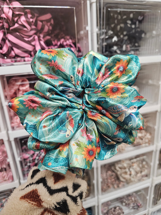 Turtle Bay XL Satin Hair Scrunchie