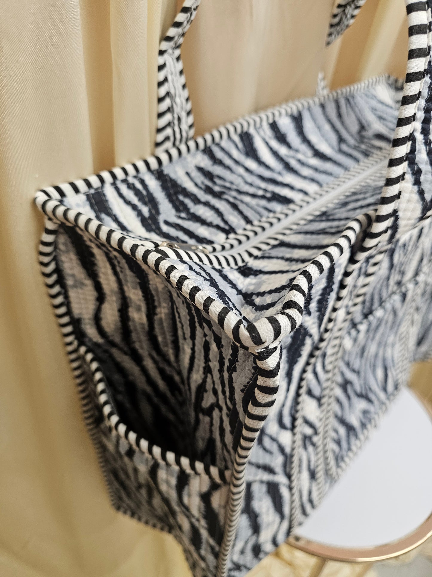 Grey Tiger Print collection, tote bags. Cotton tote bags all sizes.