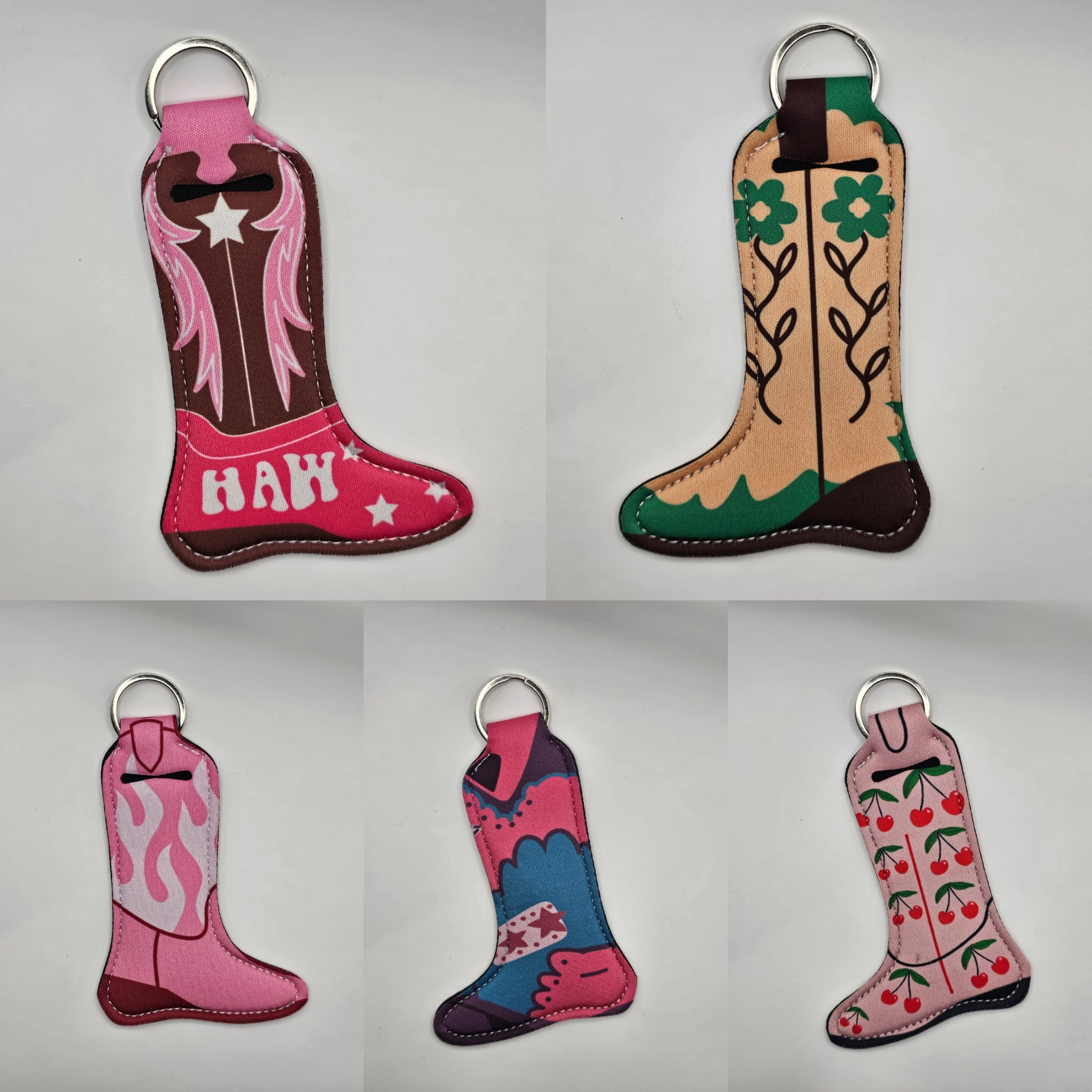 Cowgirl boot keyring, Lip balm holder, New in PLS neoprene keyring