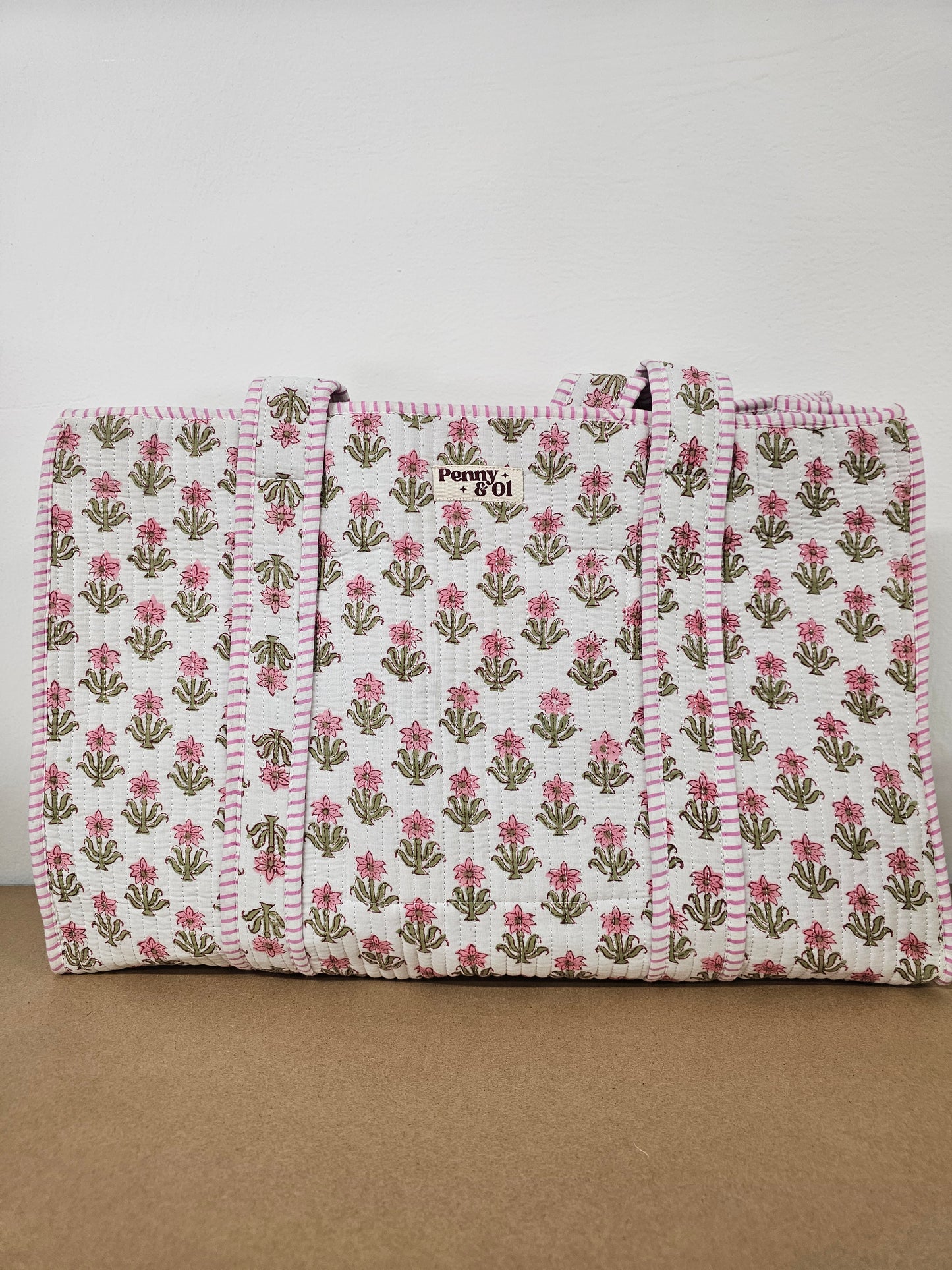 Baby Pink Floral Collection. Cotton, handmade tote bags.