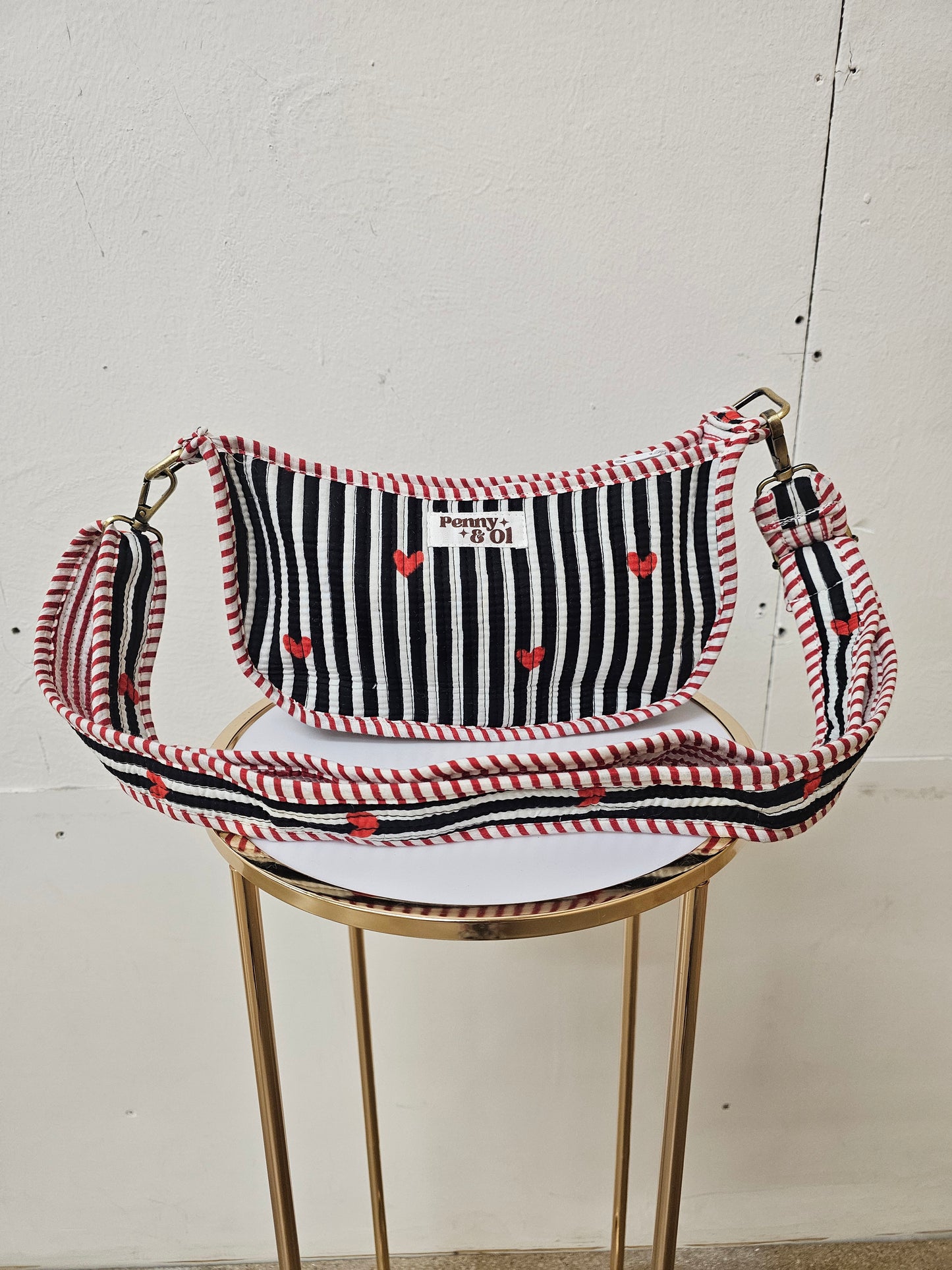 Black Striped Hearts collection, tote bags. Cotton tote bags all sizes