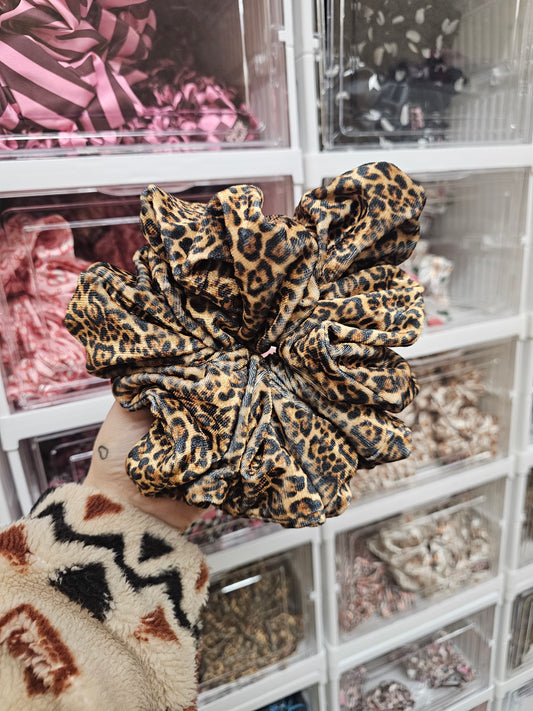 Leopard Print Velvet XL Hair Scrunchie