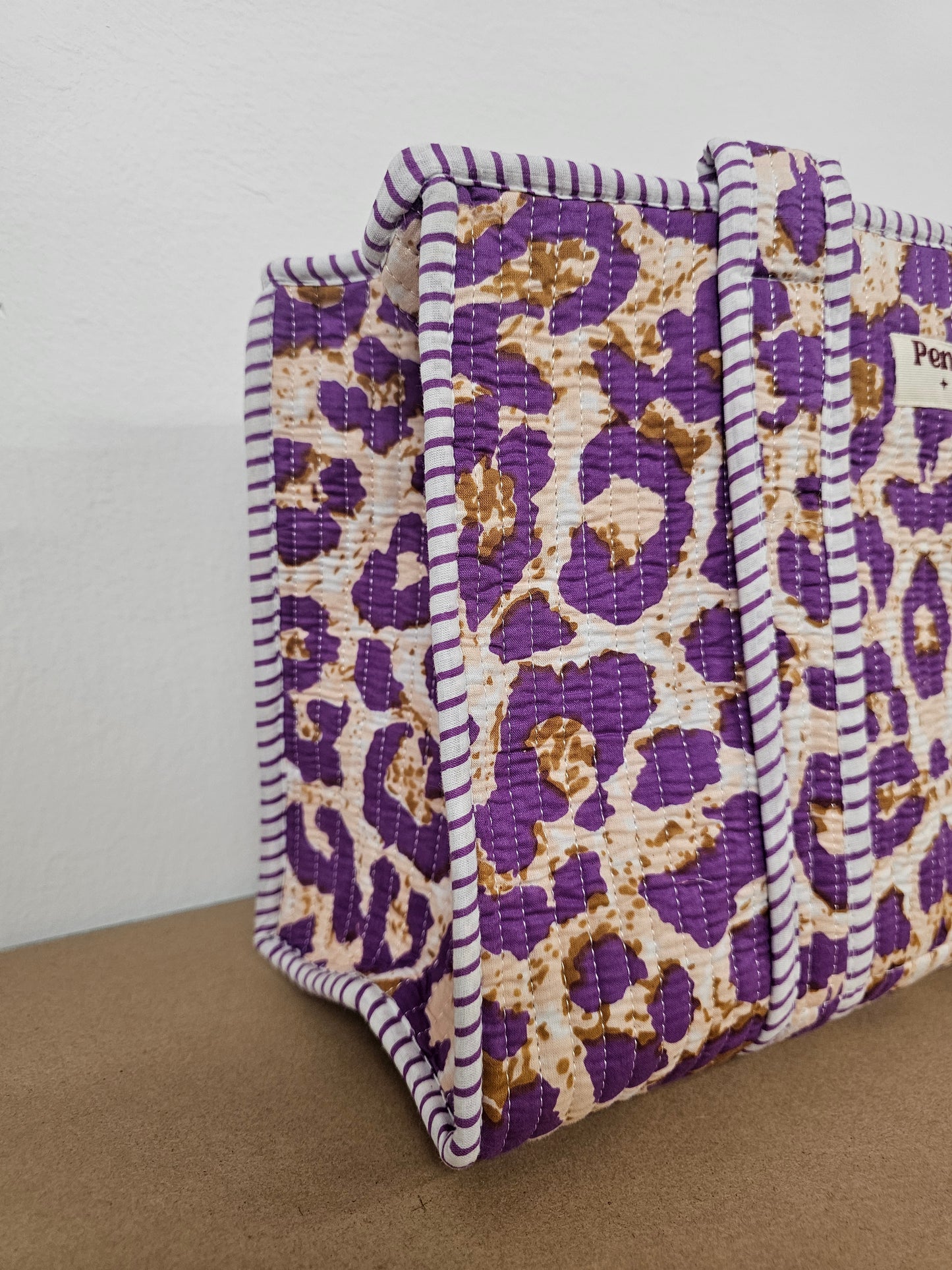Purple Leopard Print Collection. Cotton, handmade tote bags