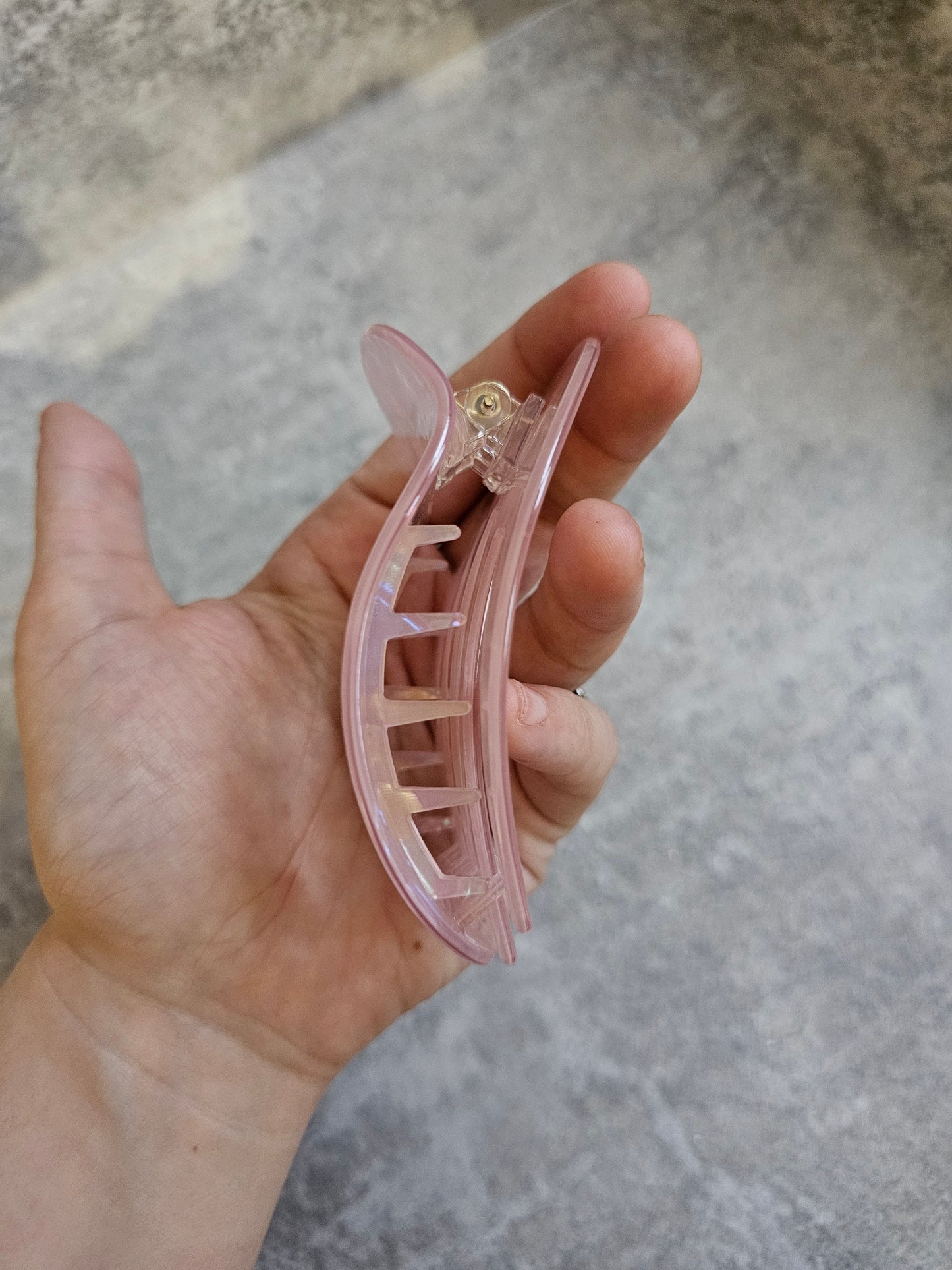 Flat Baby Pink Marble Claw Clip