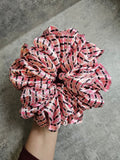 Pink Tartan JUMBO hair scrunchies.