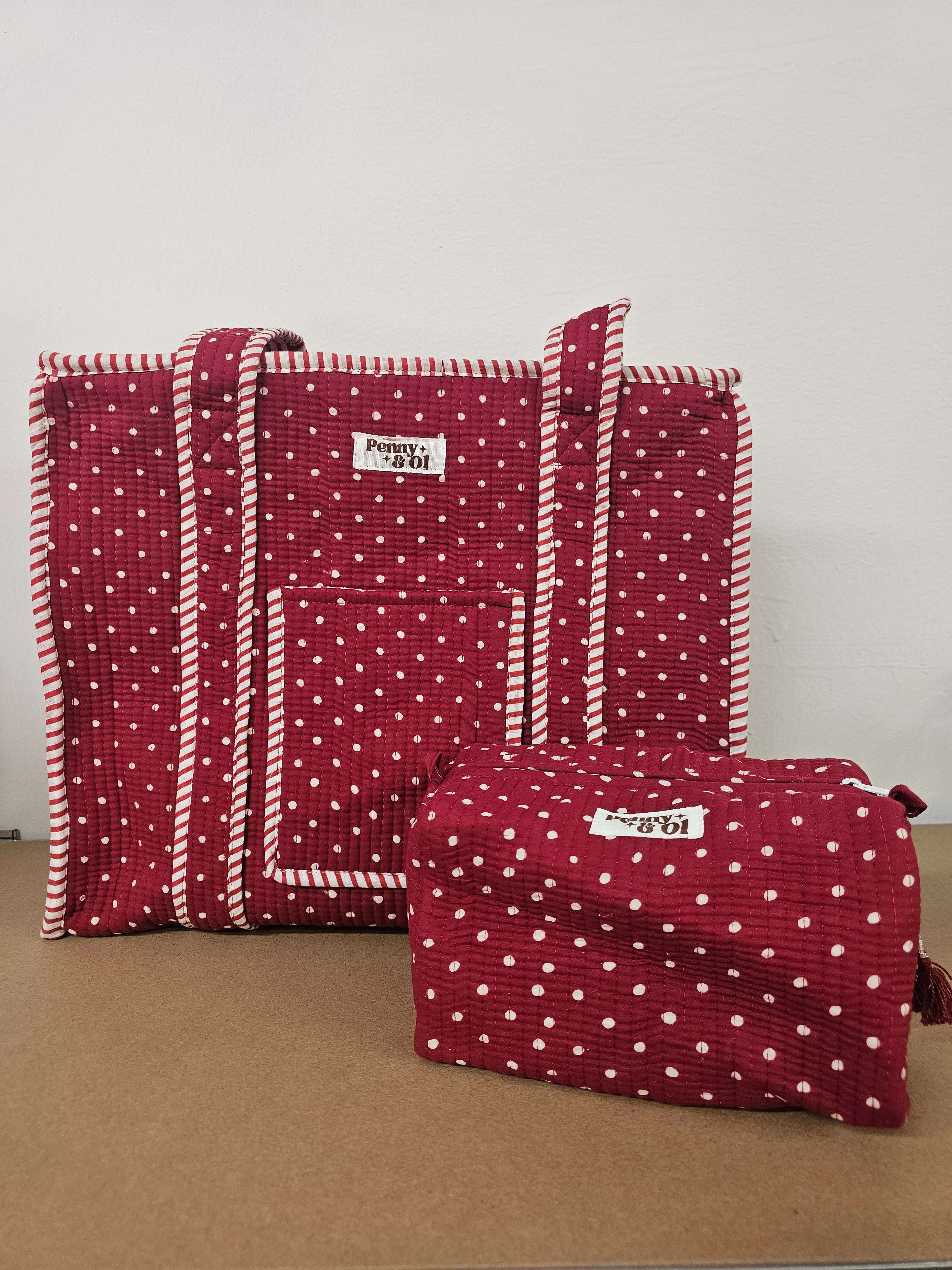 Red Polka Dot collection, tote bags. Cotton tote bags all sizes.