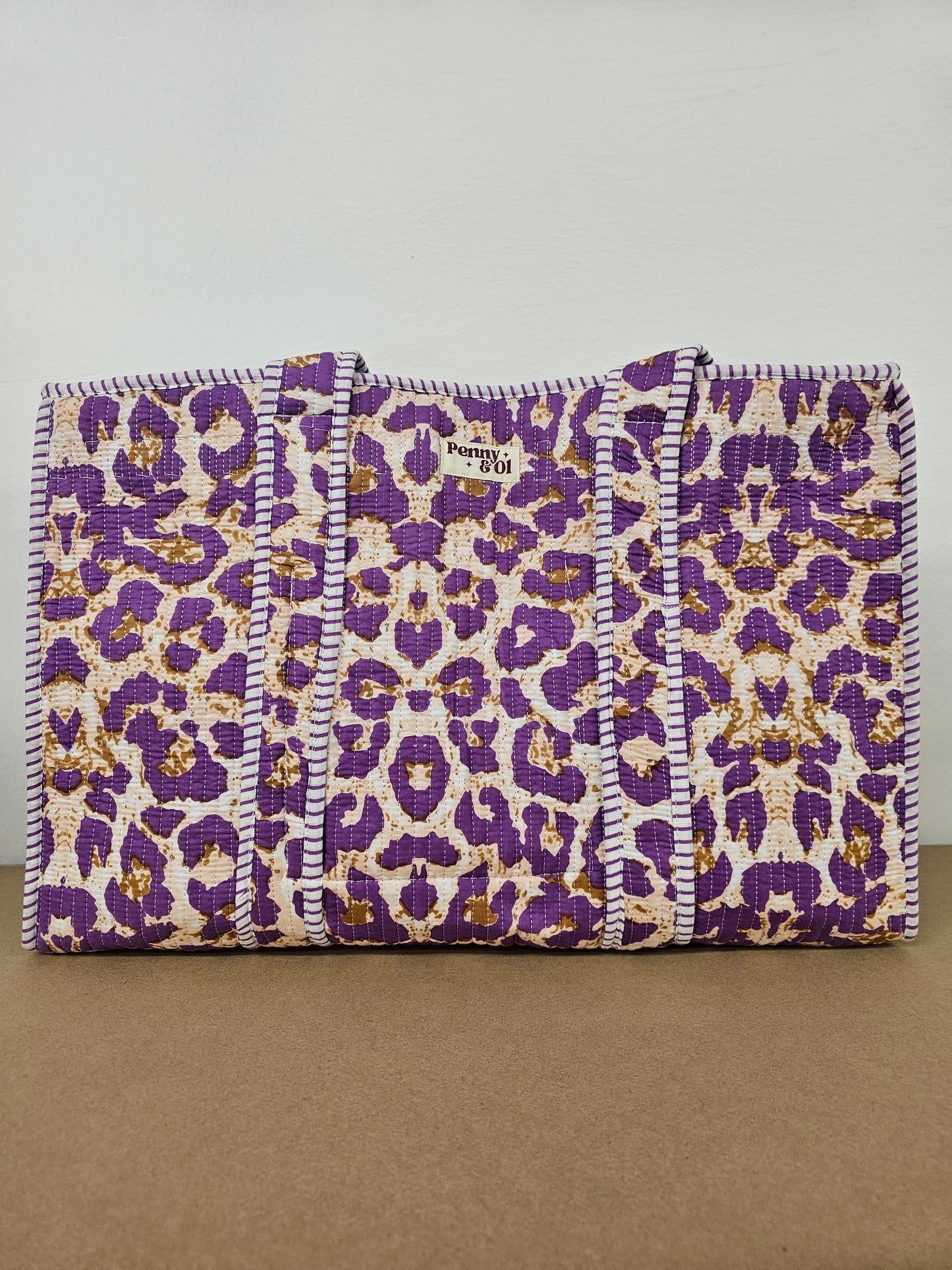 Purple Leopard Print Collection. Cotton, handmade tote bags