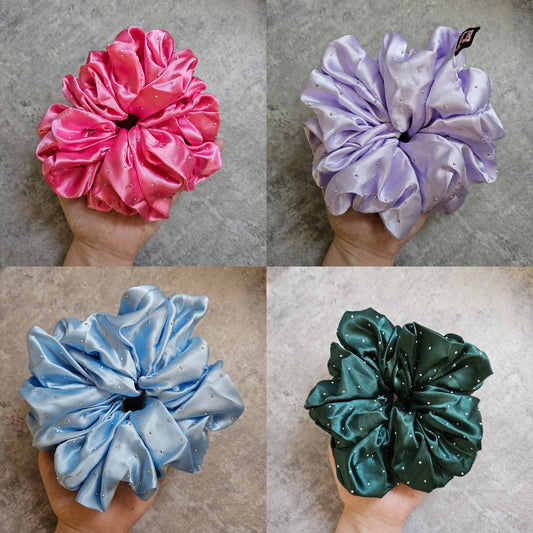 Diamante satin XL Hair Scrunchies