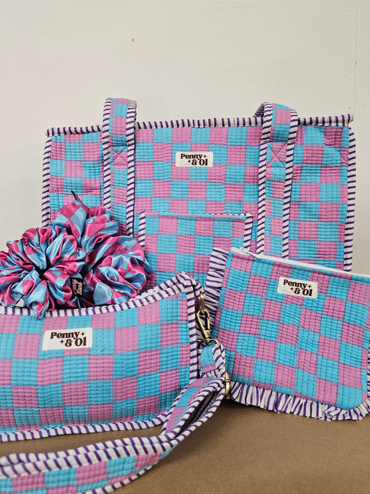 Bubblegum checkerboard collection, tote bags. Cotton tote bags all sizes