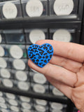 Blue leopard heart shoe charm