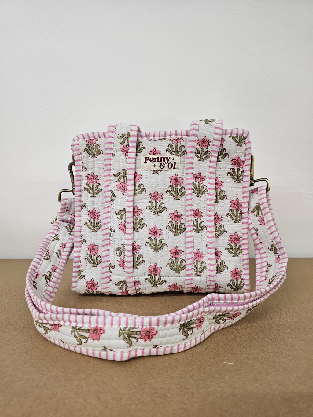 Baby Pink Floral Collection. Cotton, handmade tote bags.