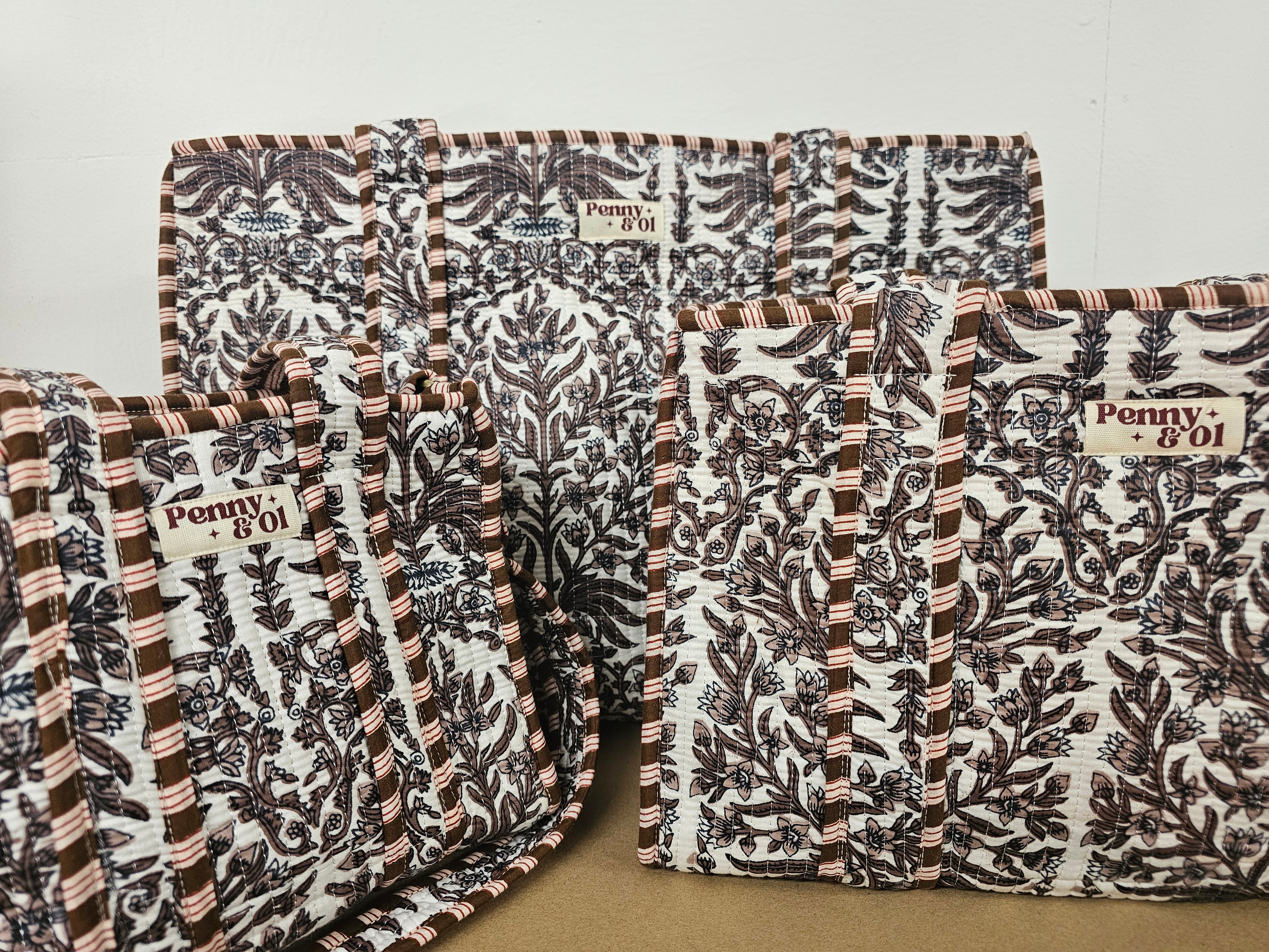 Woodland Bloom Collection. Cotton, handmade tote bags