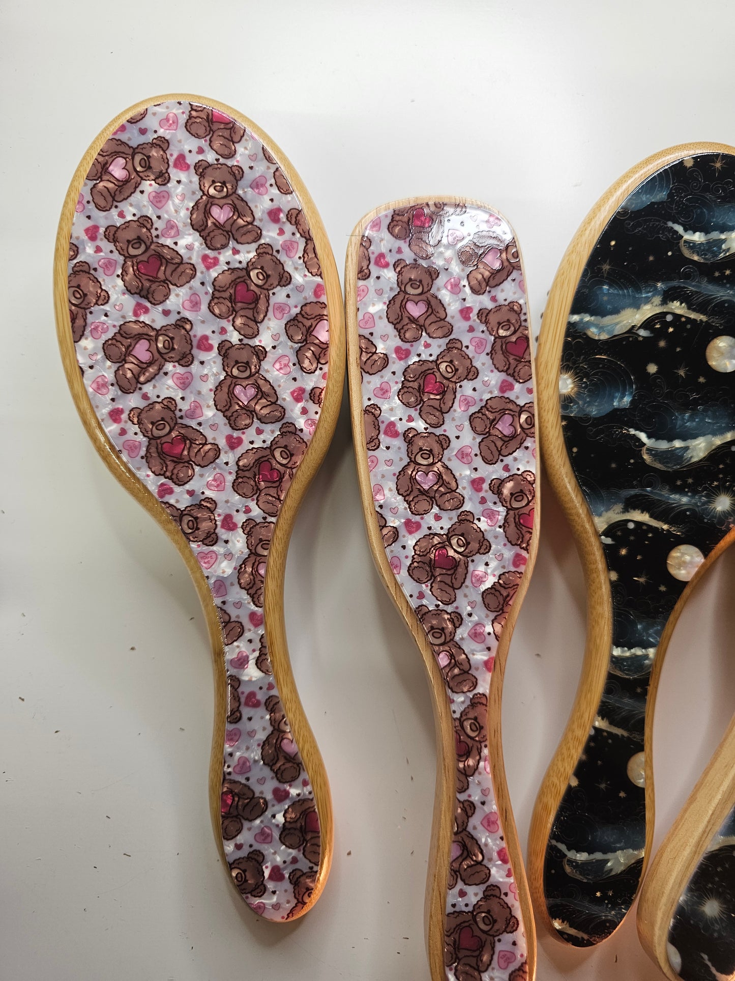 Hair Brush- Teddy Love, Twilight, Paddle Brush, Slick Back Boar Bristle