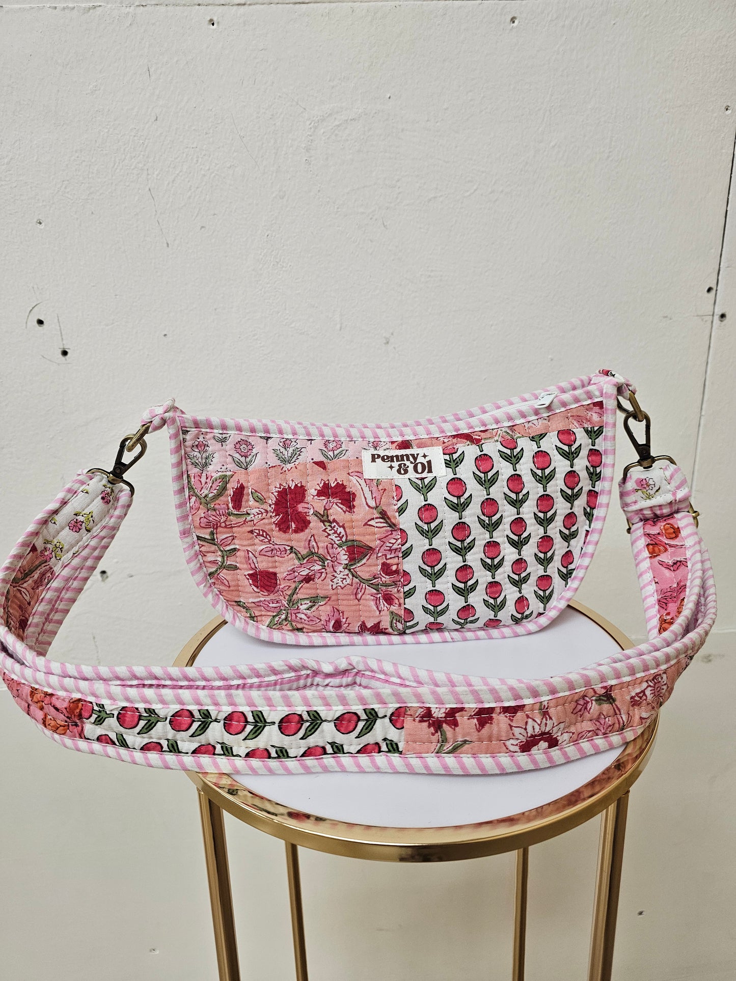 Baby pink patchwork Collection tote bags. Cotton tote bags all sizes