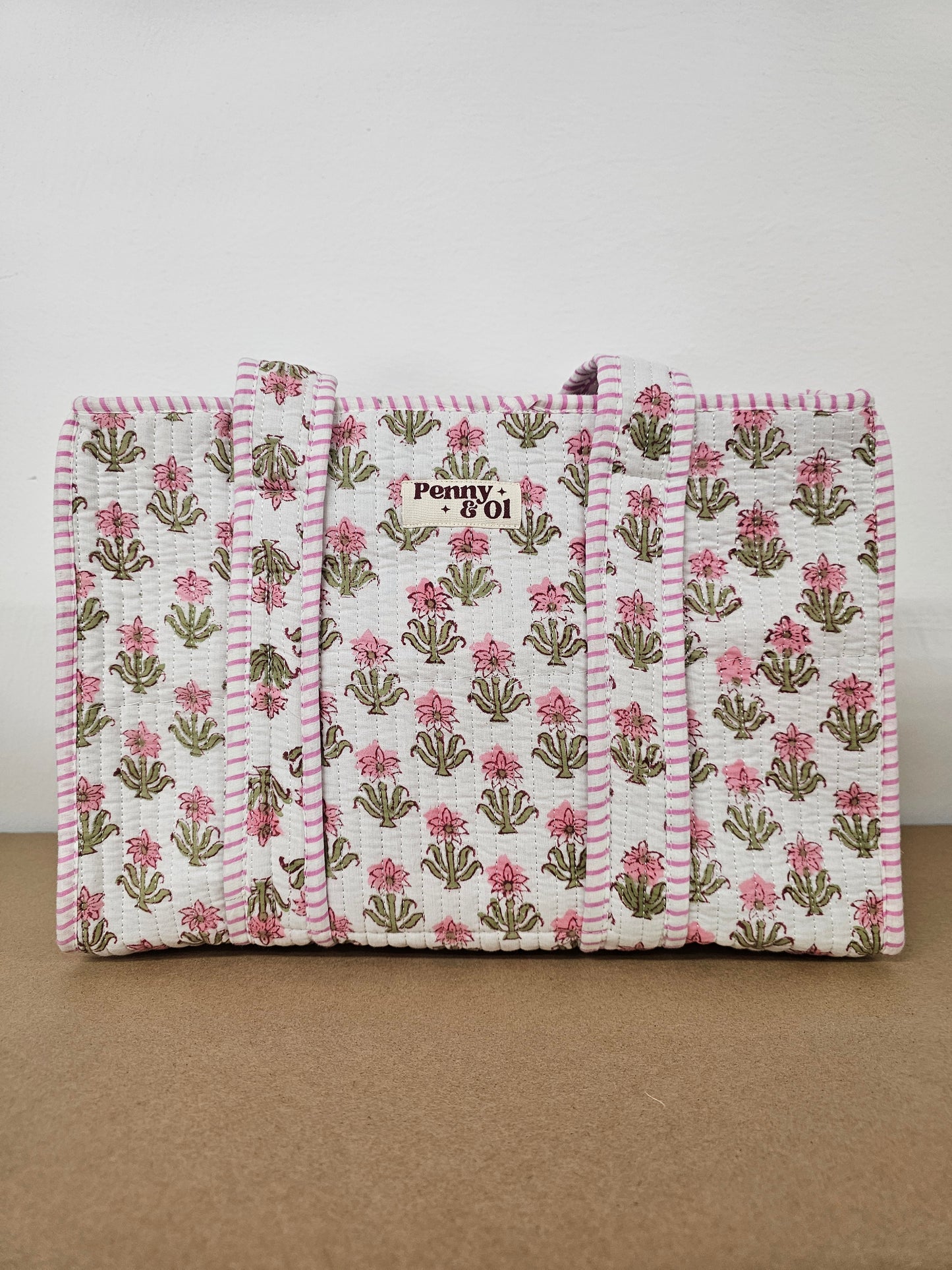 Baby Pink Floral Collection. Cotton, handmade tote bags.