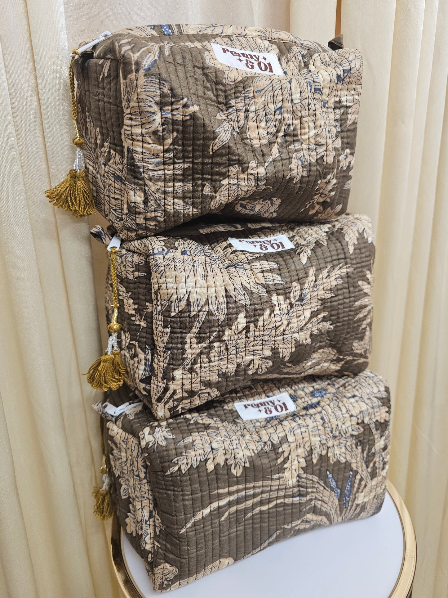 Brown Floral Waterproof Pouches