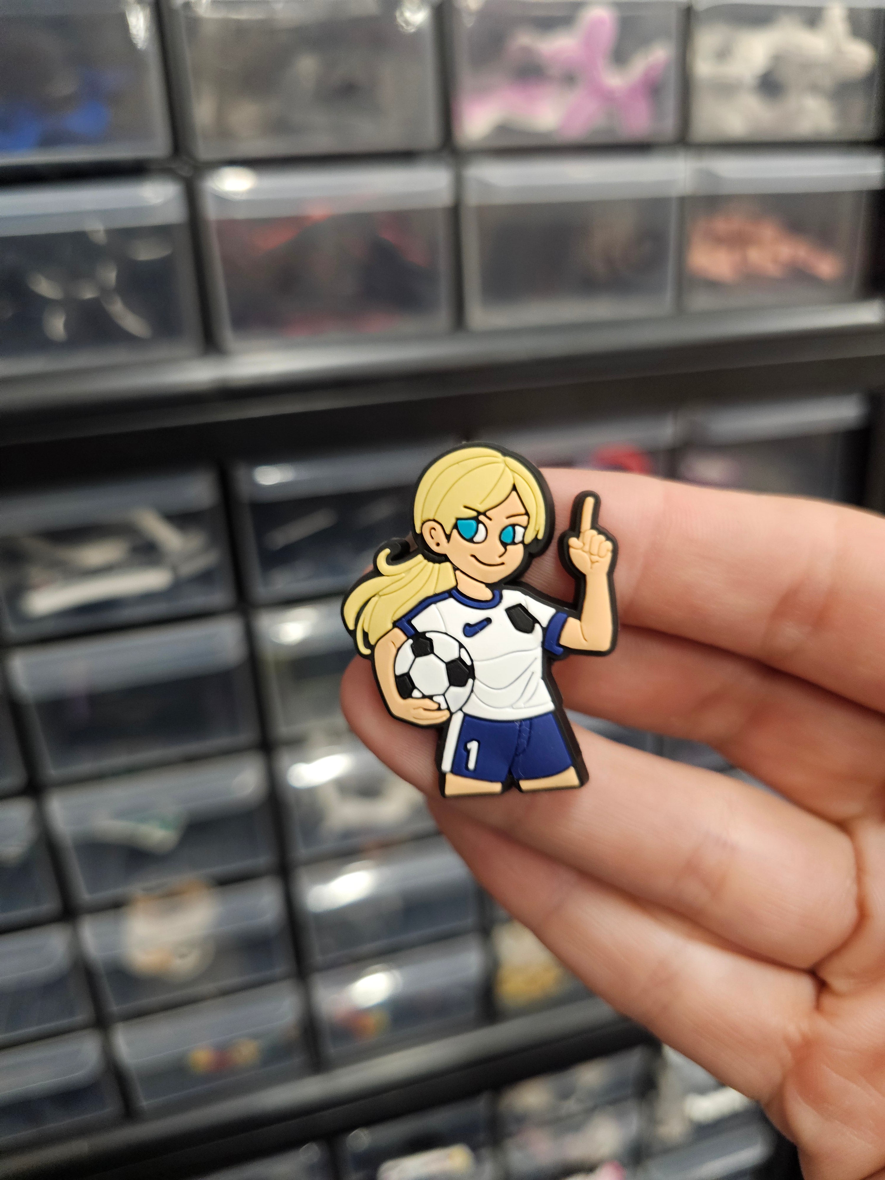 Blonde girl footballer shoe charm