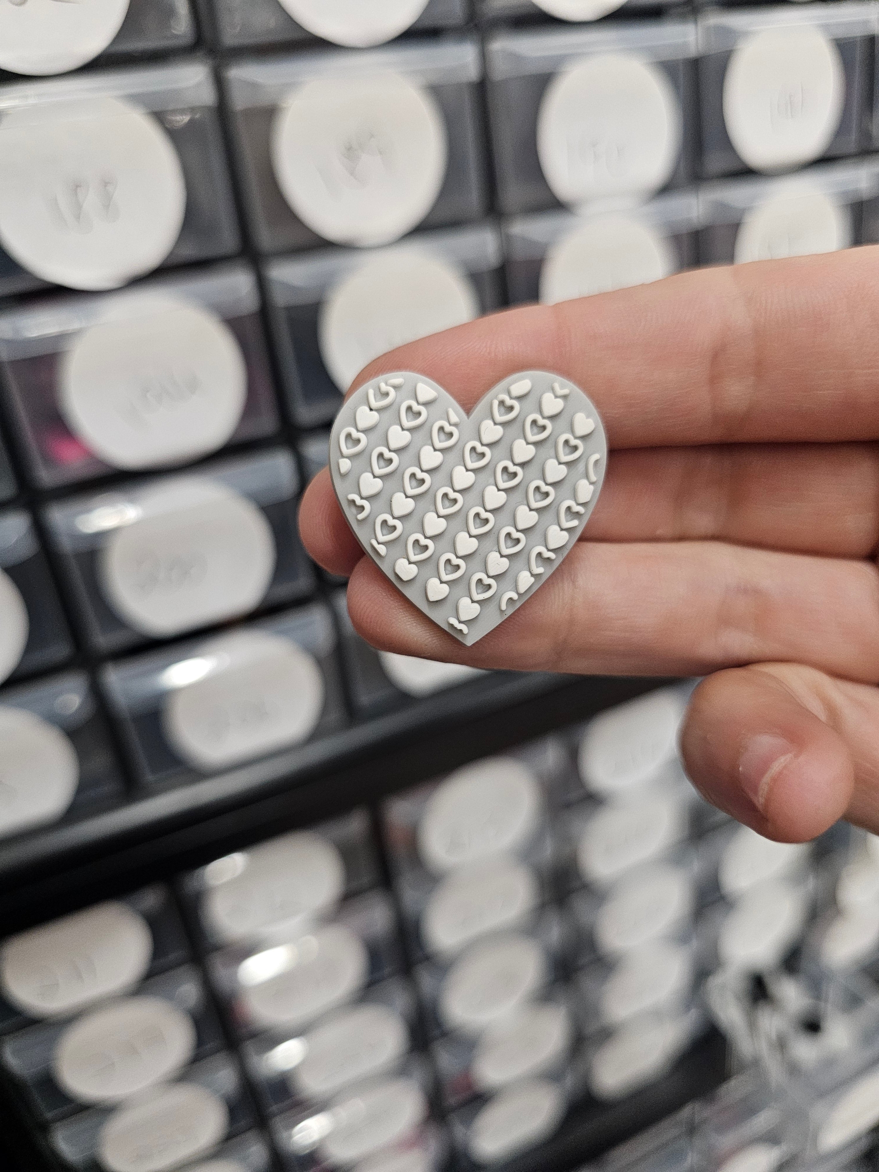 Grey heart shoe charm