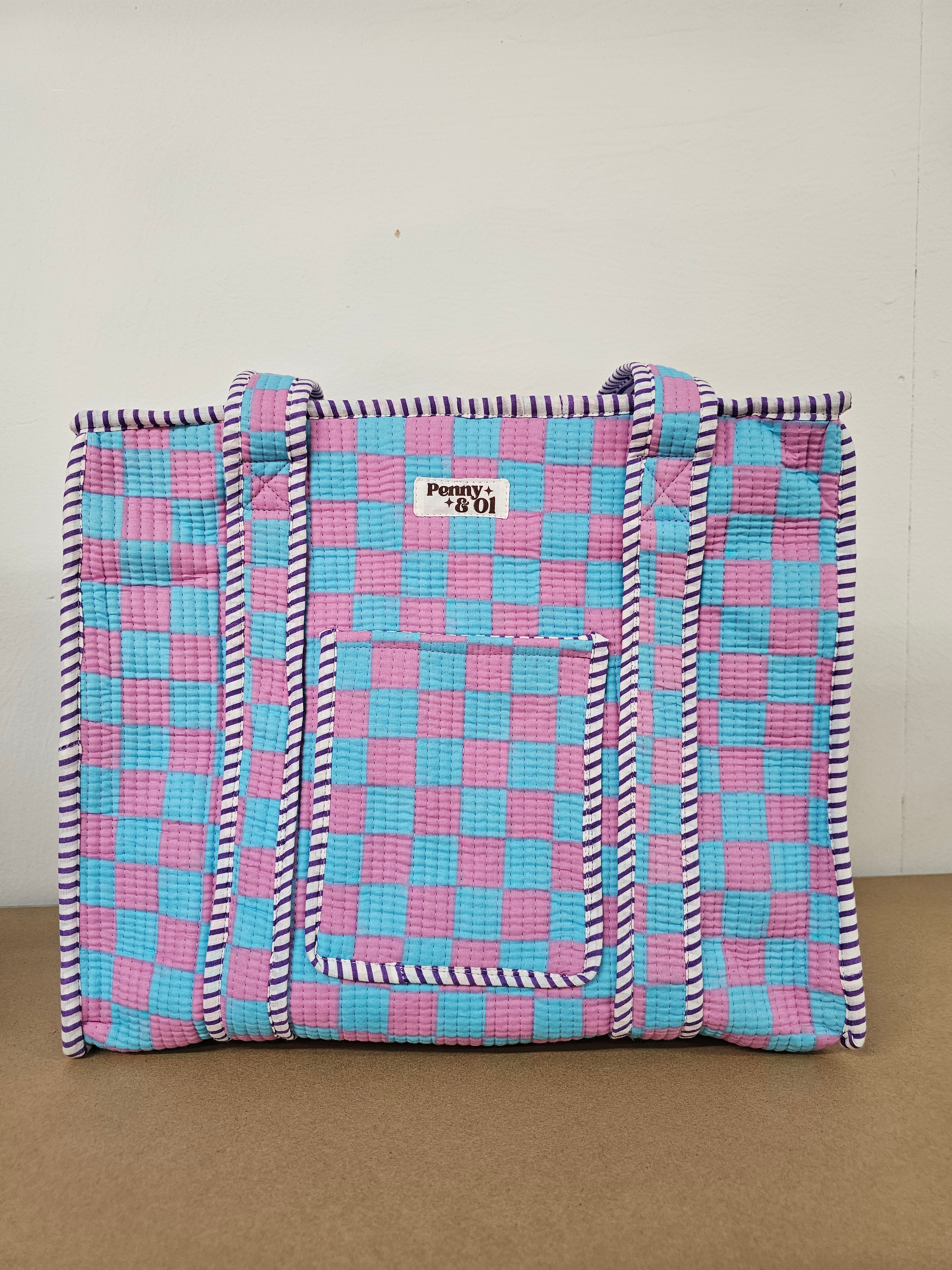 Bubblegum checkerboard collection, tote bags. Cotton tote bags all sizes