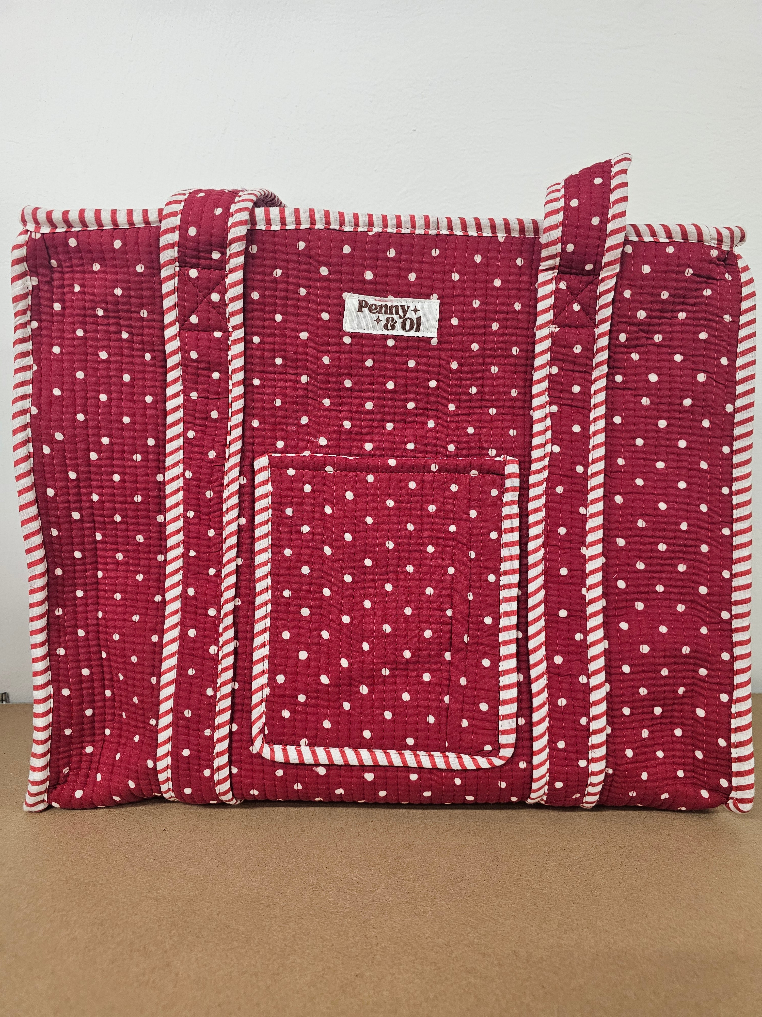 Red Polka Dot collection, tote bags. Cotton tote bags all sizes.