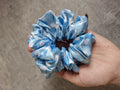 Baby Blue Hearts MIDI Satin Hair Scrunchie