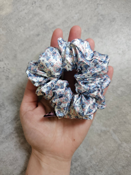 Small blue alien MIDI Satin Hair Scrunchie