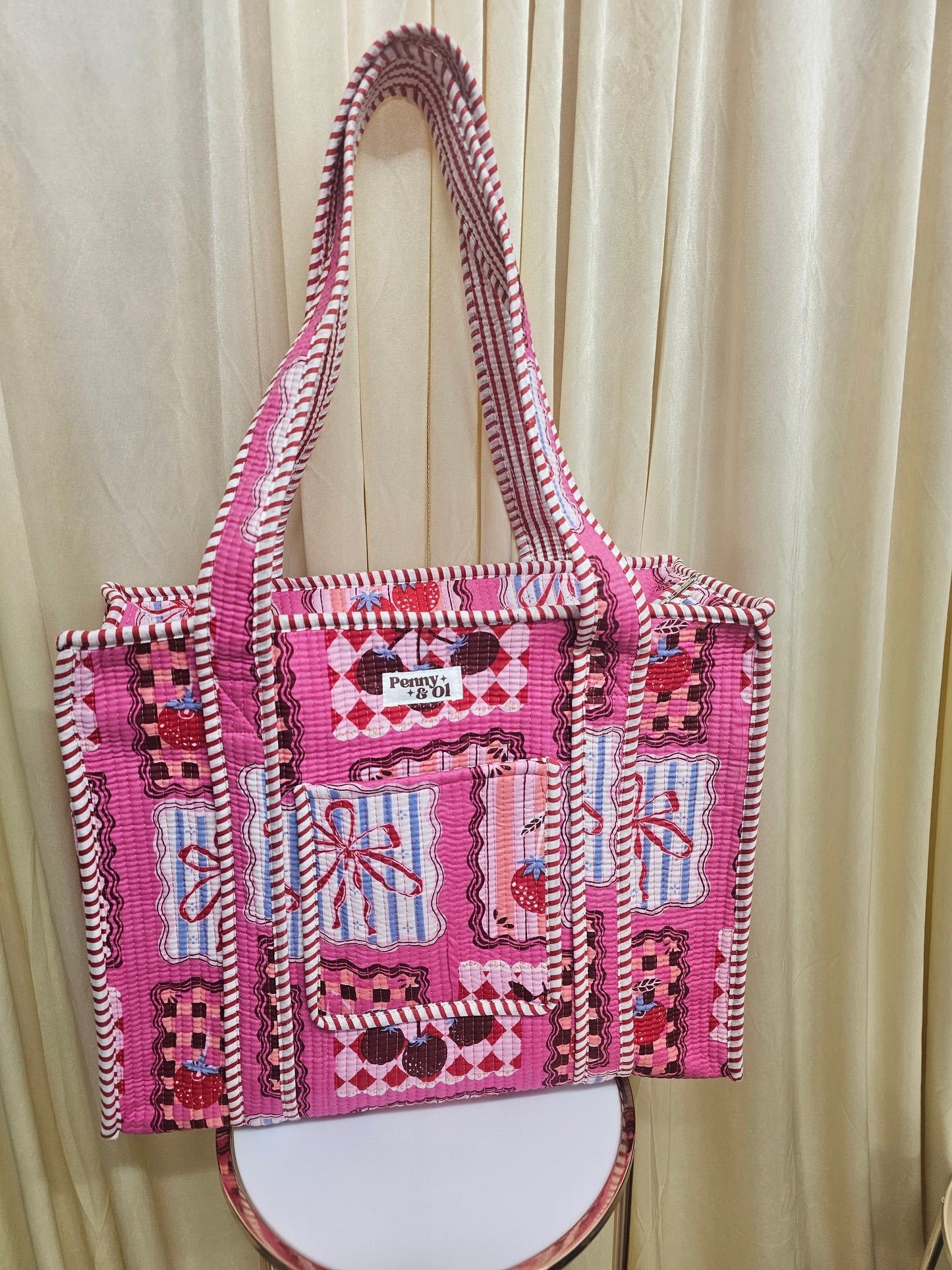 Berries & Bows Collection tote bags. Cotton tote bags all sizes.