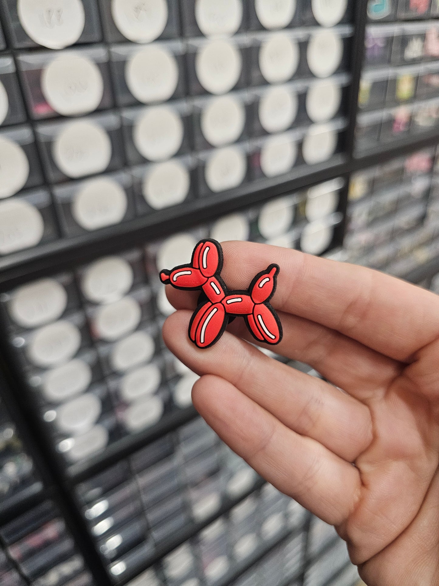 Red balloon dog shoe charm