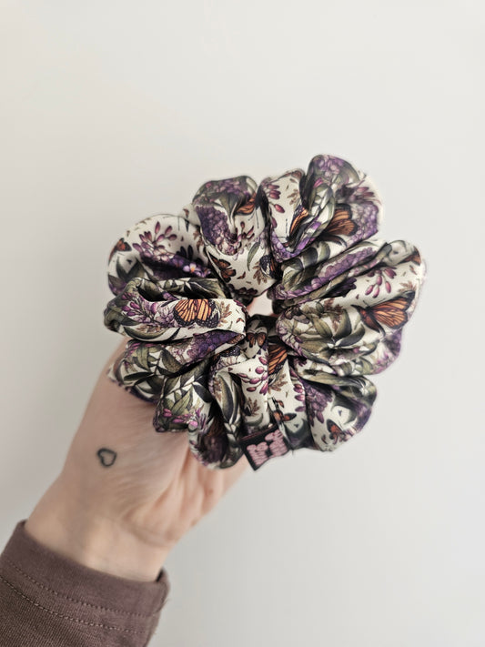 Lavender Butterflies Luxury Satin MIDI Hair Scrunchie