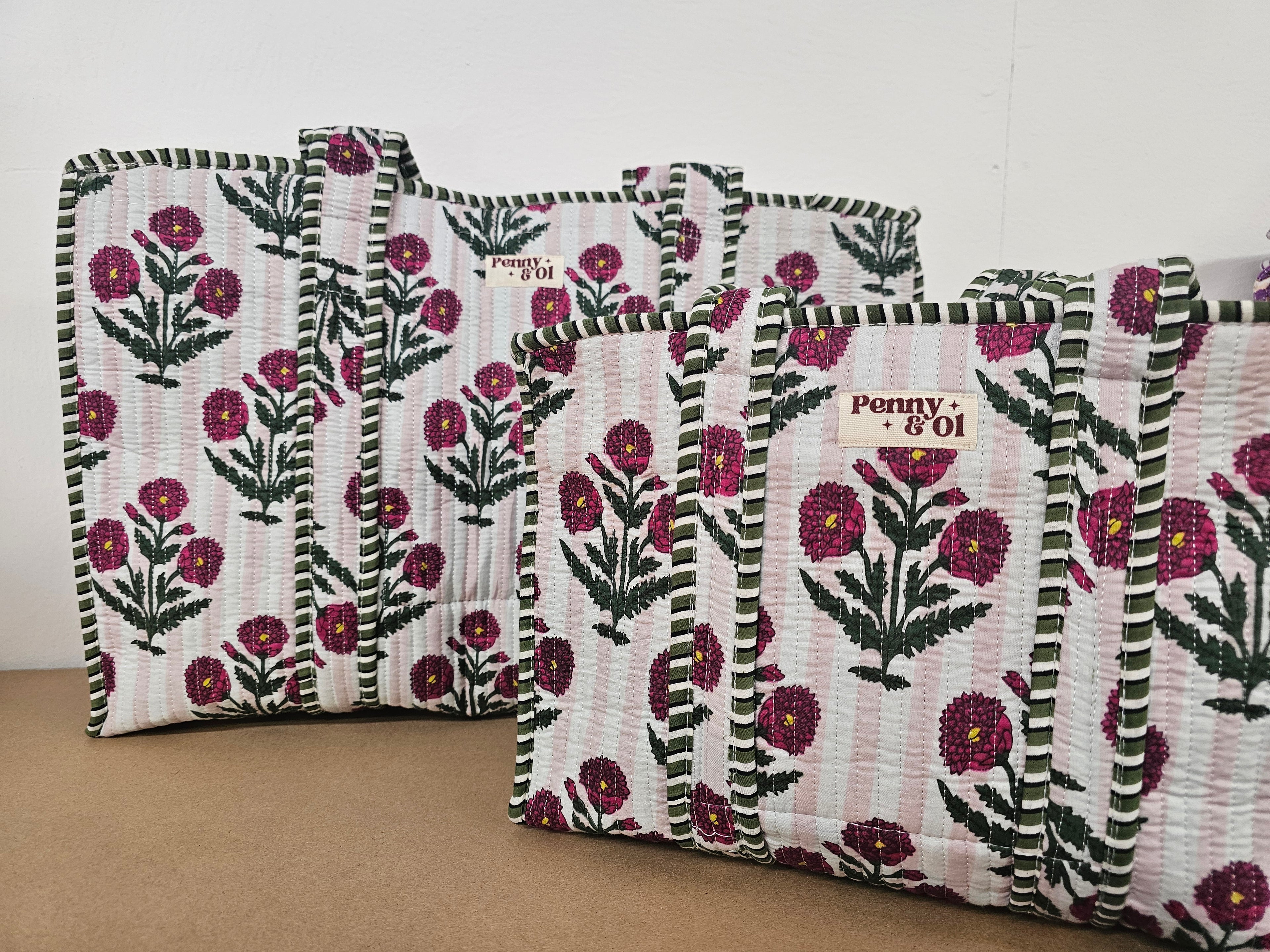 Florence Collection. Cotton, handmade tote bags