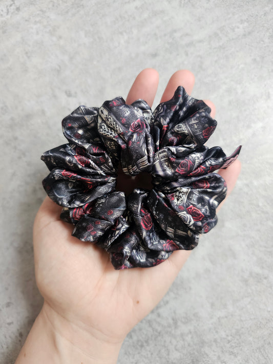 Books & Roses MIDI Satin Hair Scrunchie