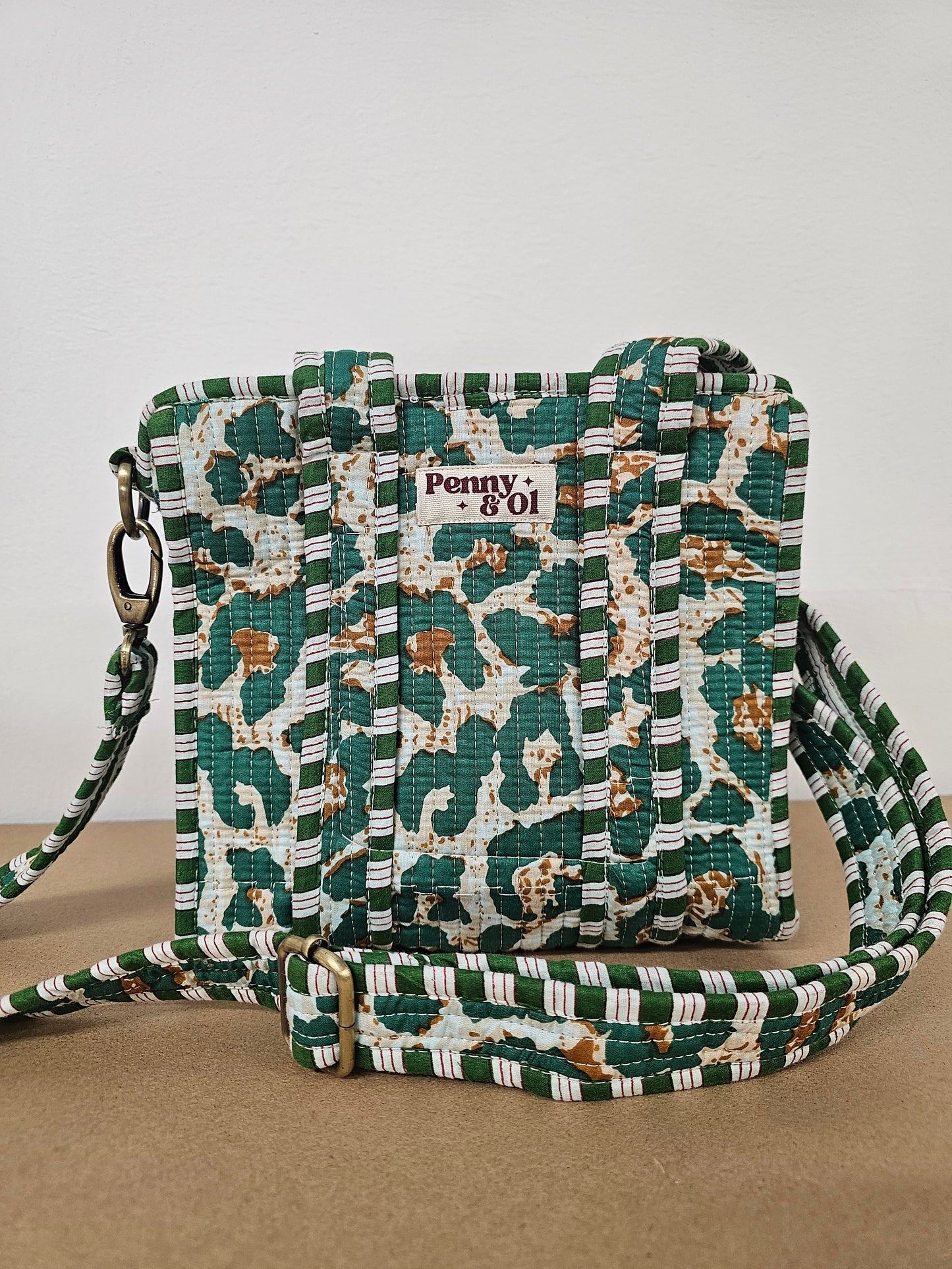 Green Leopard Print Collection. Cotton, handmade tote bags