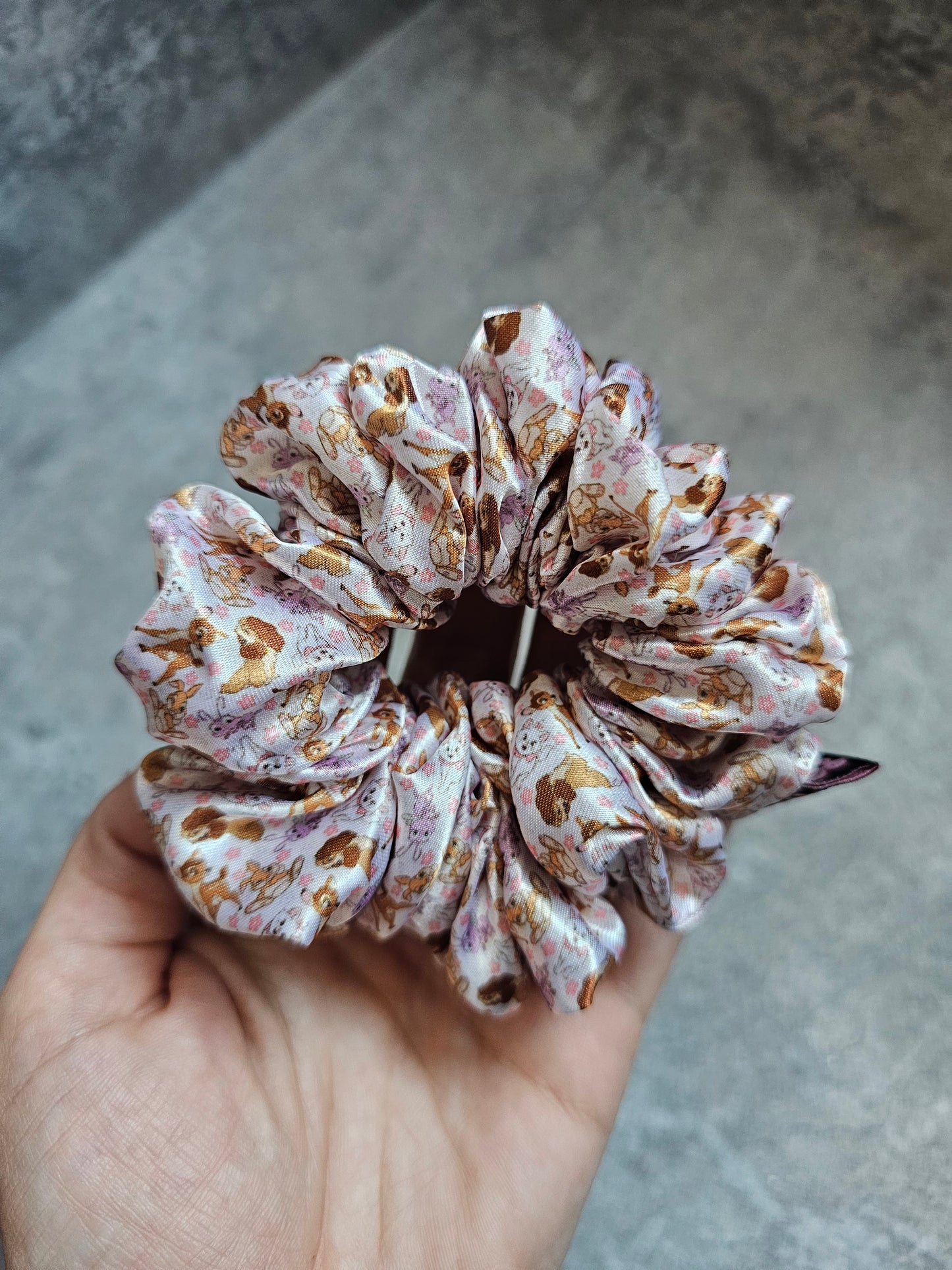 Lady Dog & Friends Midi Satin Hair Scrunchie