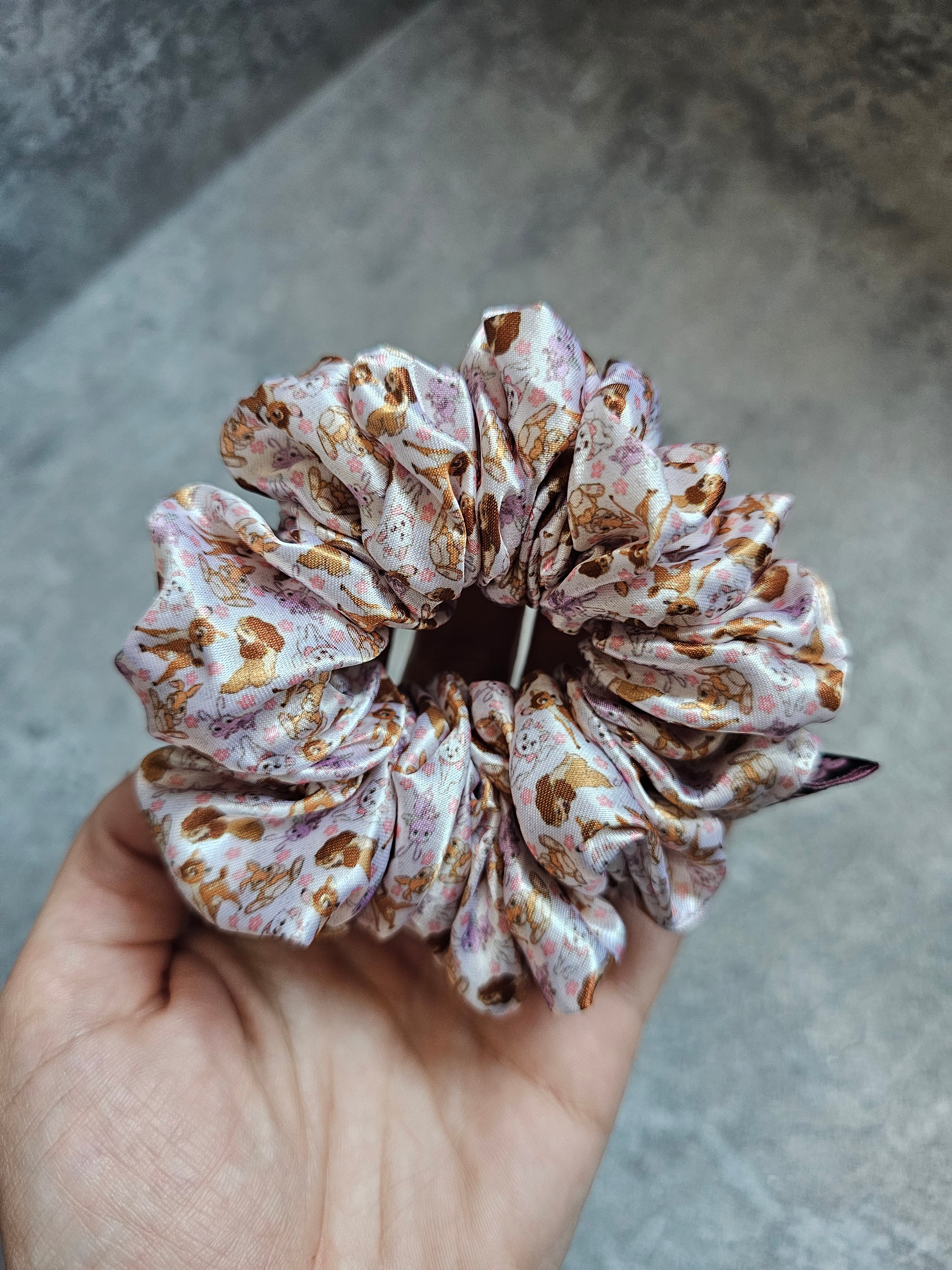 Lady Dog & Friends Midi Satin Hair Scrunchie