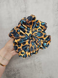 Teal Leopard Velvet XL Hair Scrunchie.