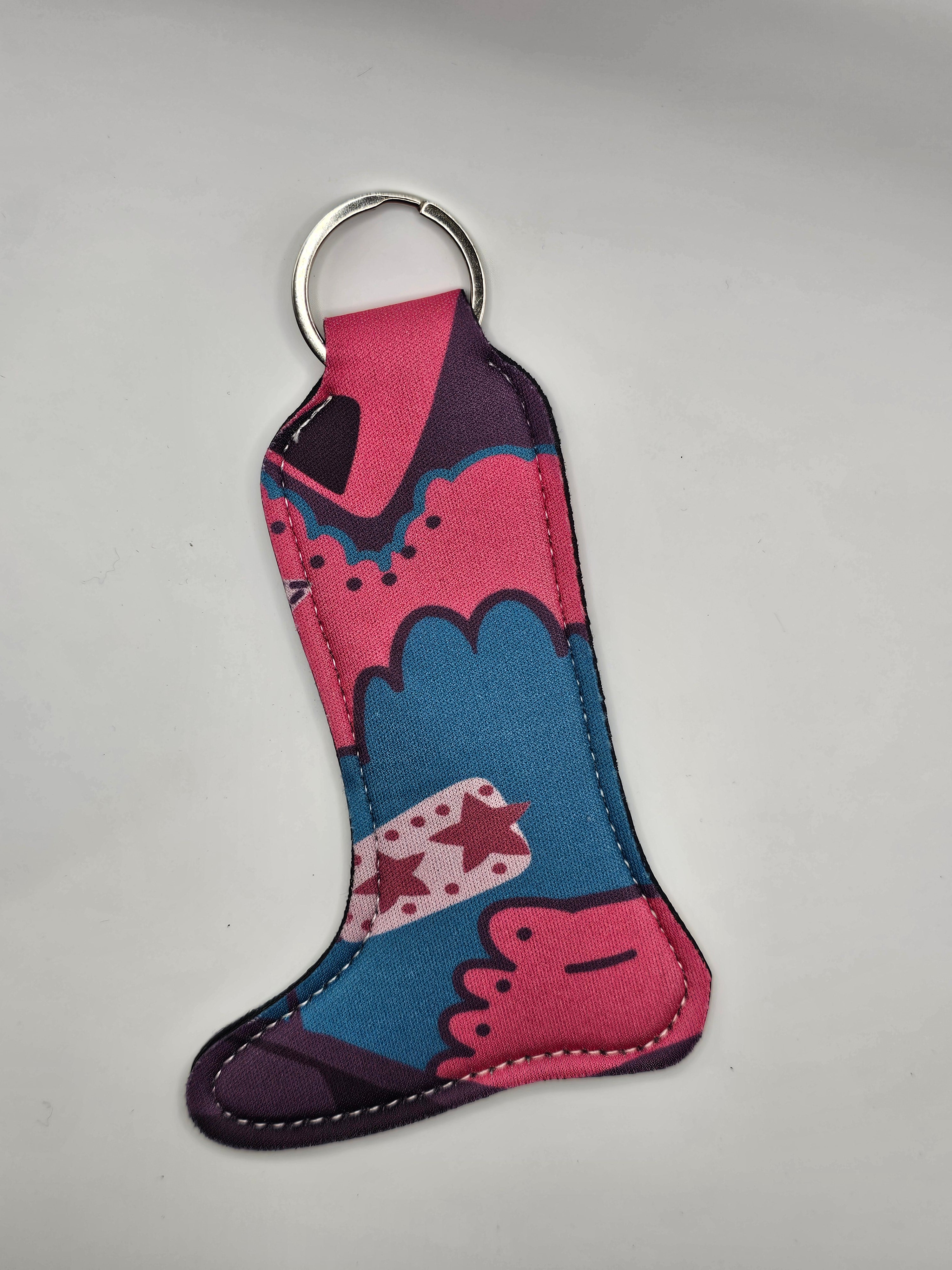 Cowgirl boot keyring, Lip balm holder, New in PLS neoprene keyring