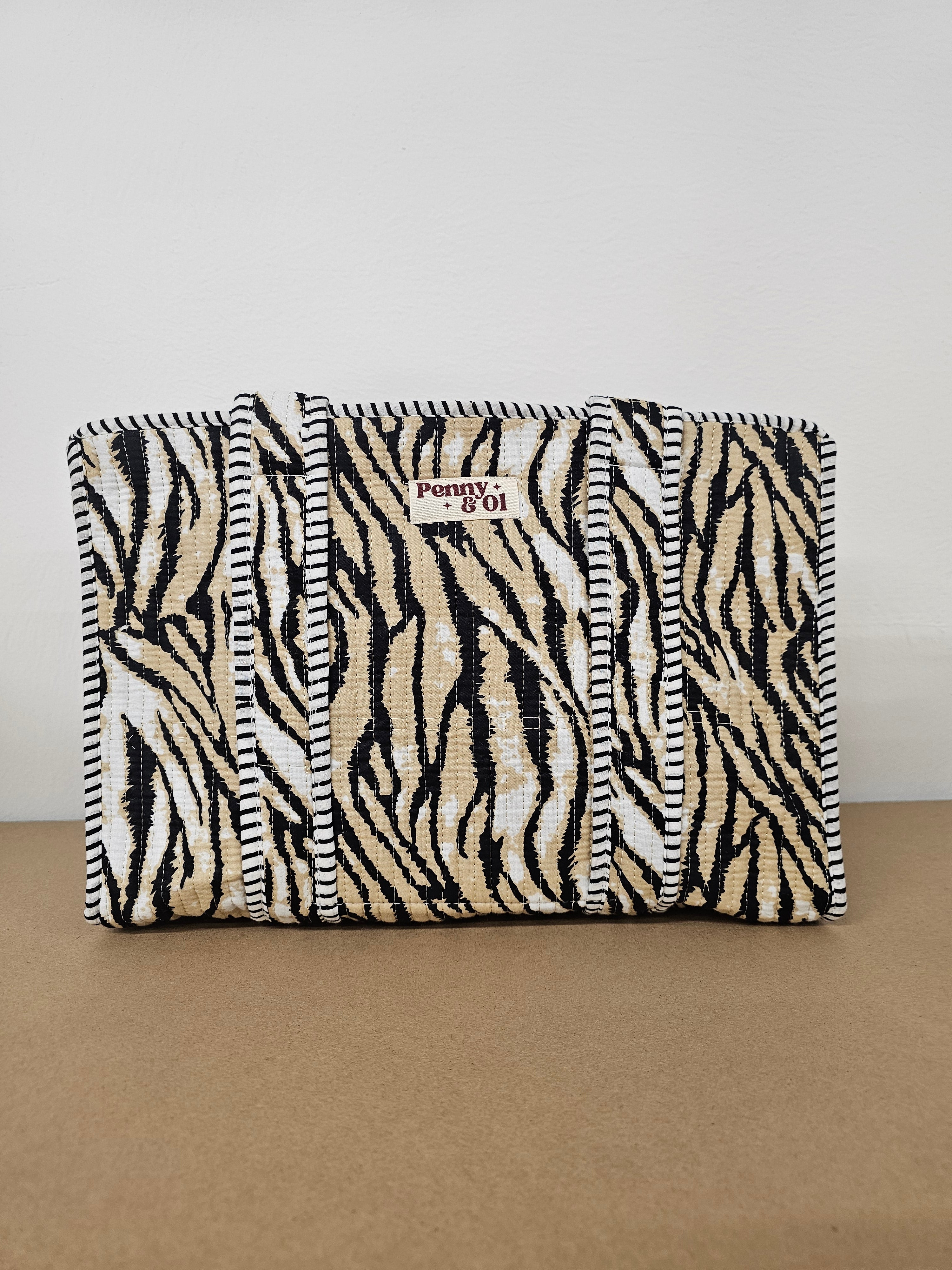 Beige Tiger Collection. Cotton, handmade tote bags