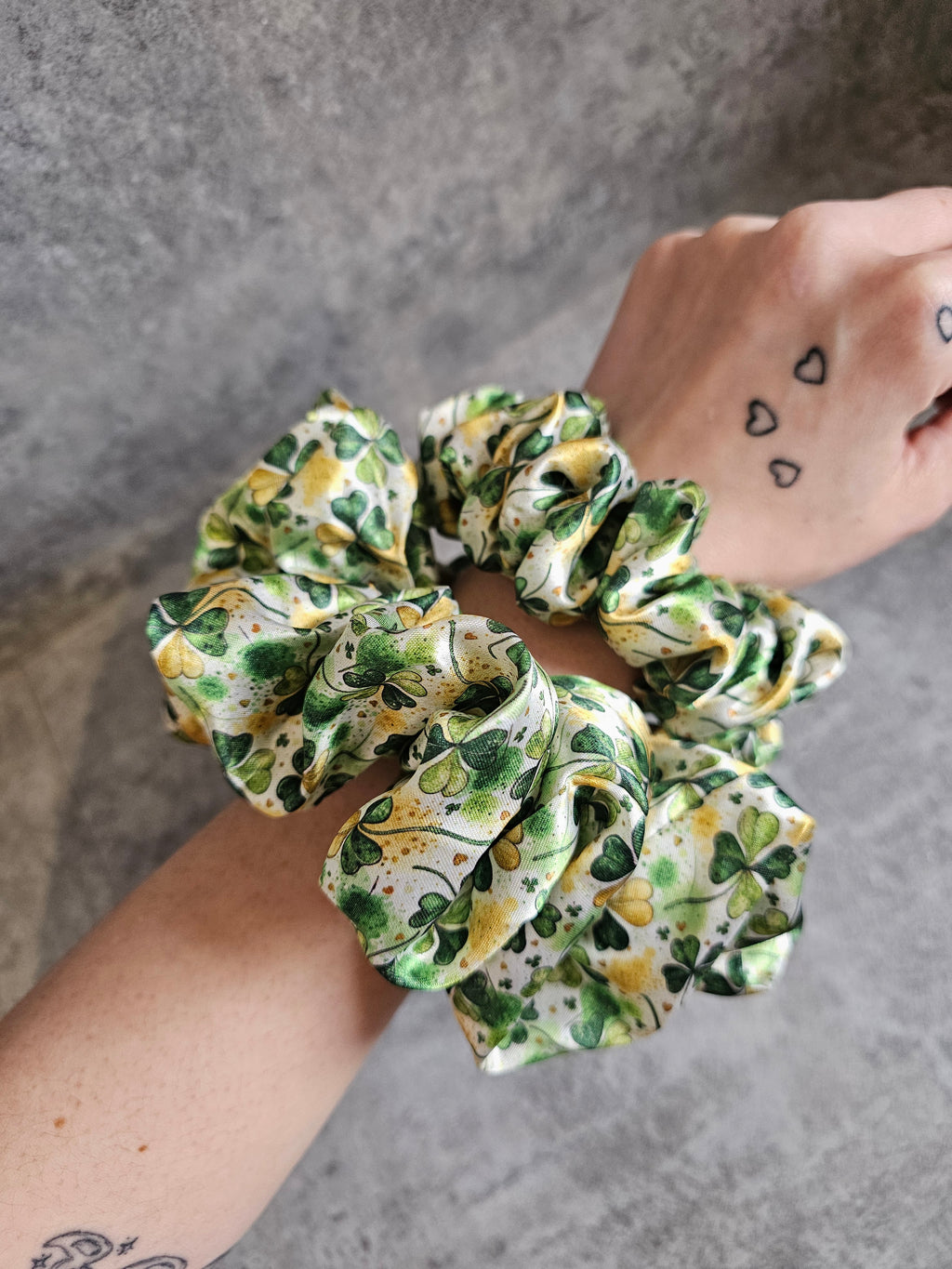 Lucky Clover XL Satin Hair Scrunchie