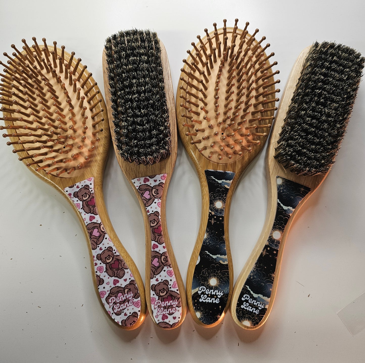 Hair Brush- Teddy Love, Twilight, Paddle Brush, Slick Back Boar Bristle
