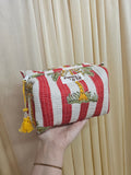 Red Striped Palm Tree Waterproof Zip pouch.