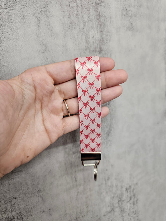Pink Bows Wristlet Keyring