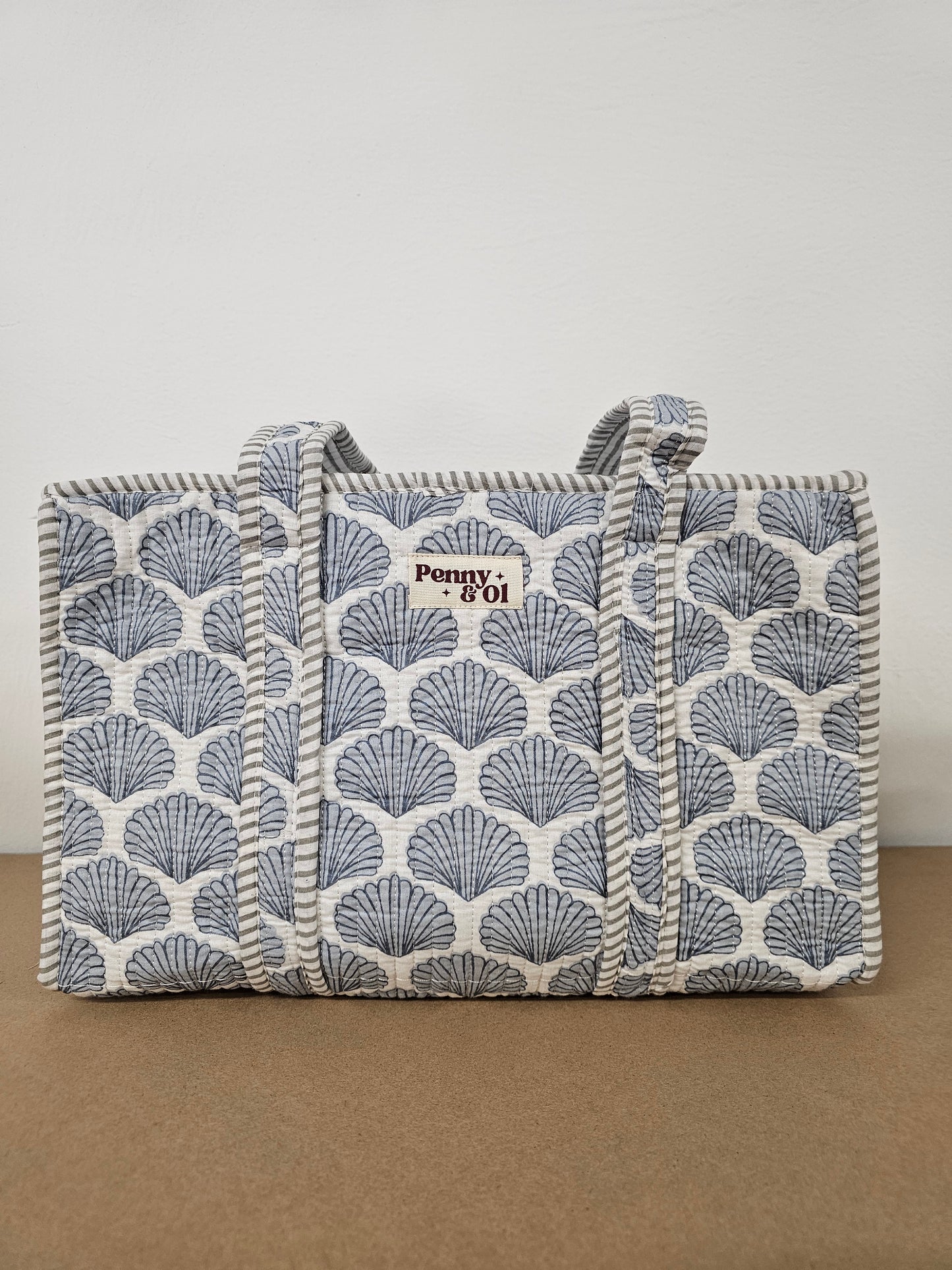 Blue Seashells Collection. Cotton, handmade tote bags.