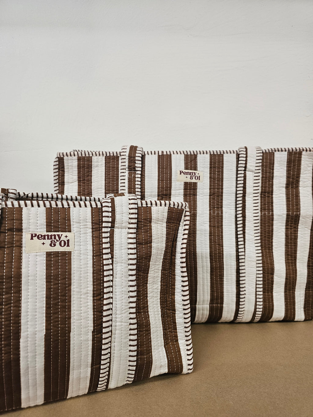 Brown Stripes Collection. Cotton, handmade tote bags