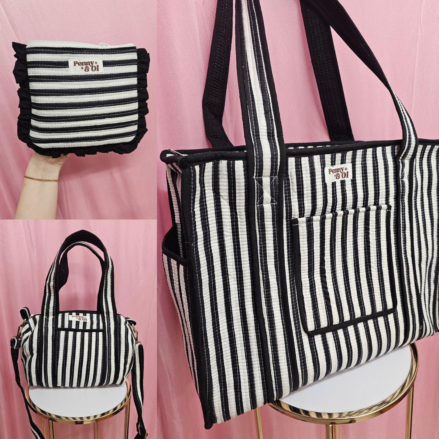 Black and white stripes collection, tote bags. Cotton tote bags all sizes.