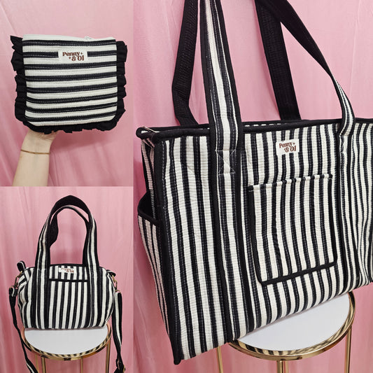 Black and white stripes collection, tote bags. Cotton tote bags all sizes.