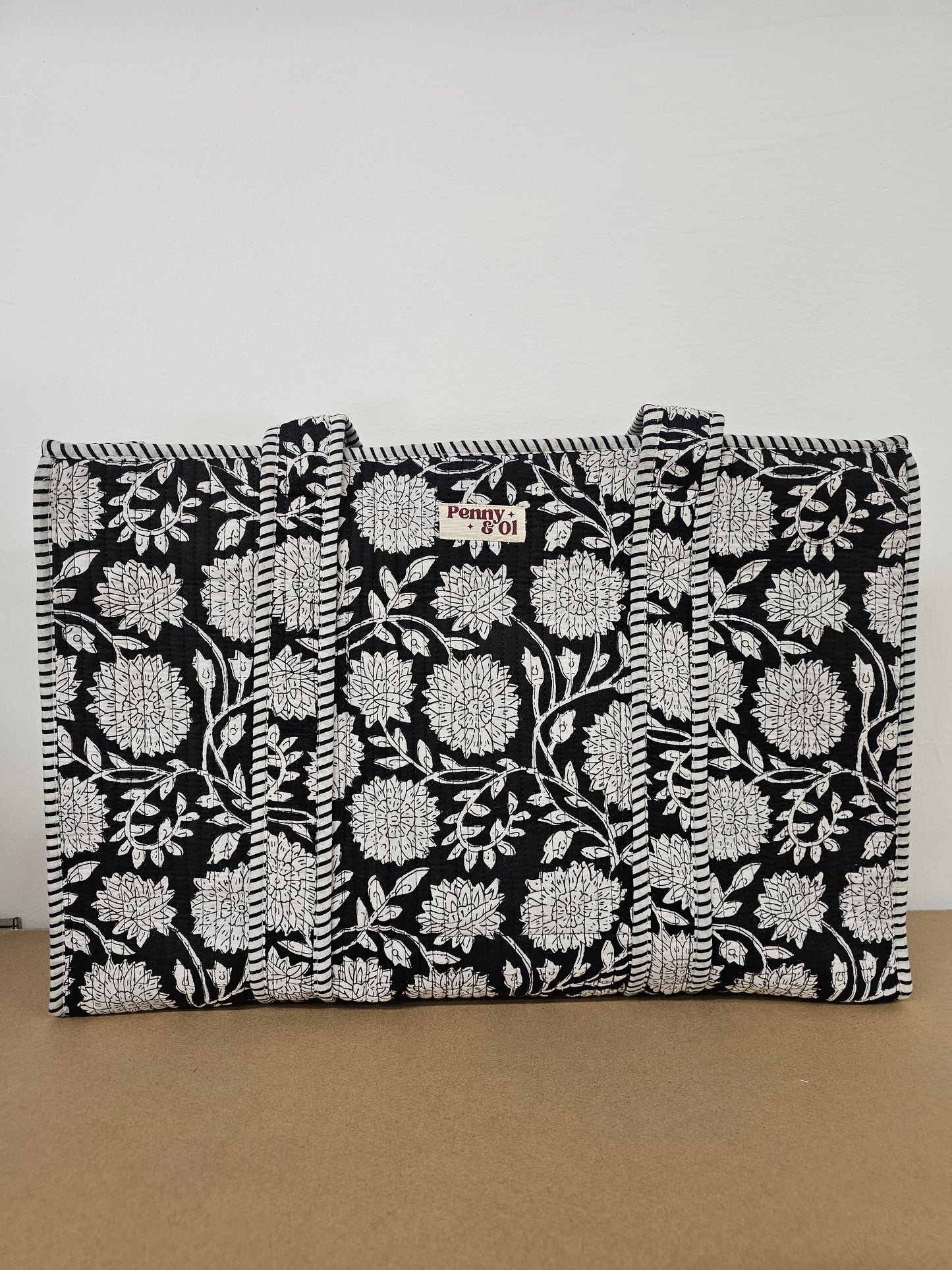 Midnight Blossom Collection, cotton, handmade tote bags